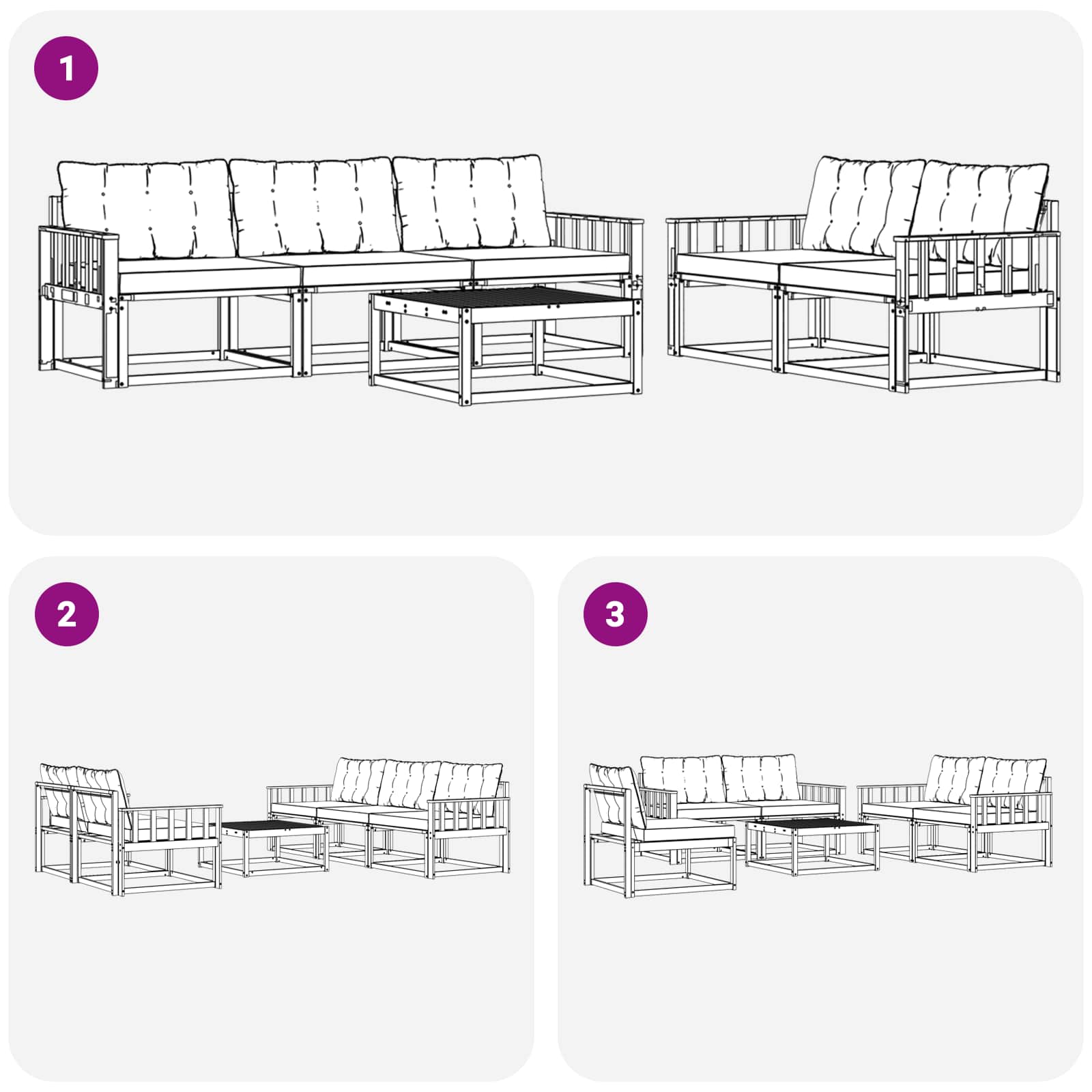 Set vanjskih sofa 6 pcs Bijela i krem 79 x 79 x 37 cm