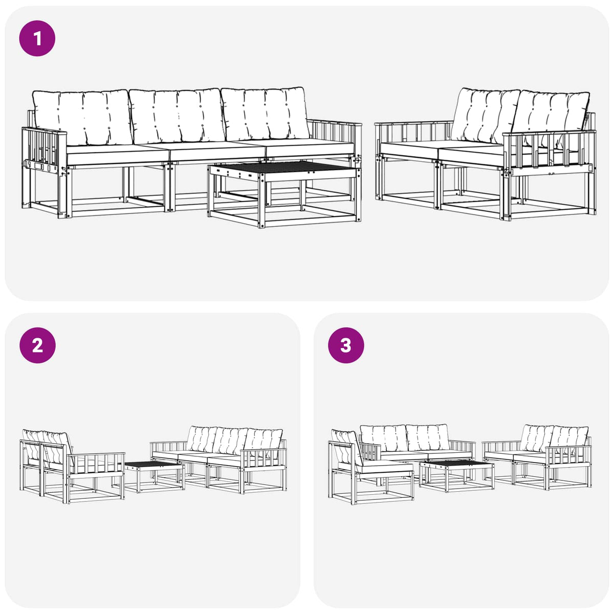 Set vanjskih sofa 6 pcs Bijela i bež 79 x 79 x 37 cm