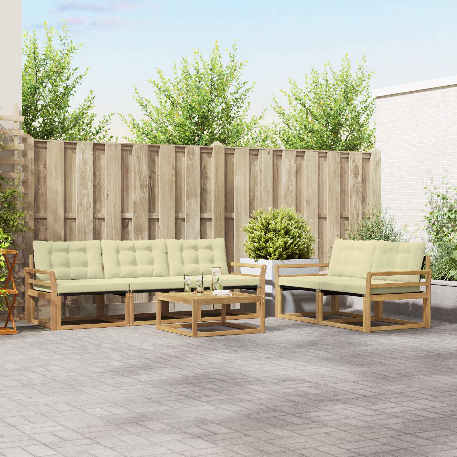 Set vanjskih sofa 6 pcs Bijela i krem 79 x 79 x 37 cm