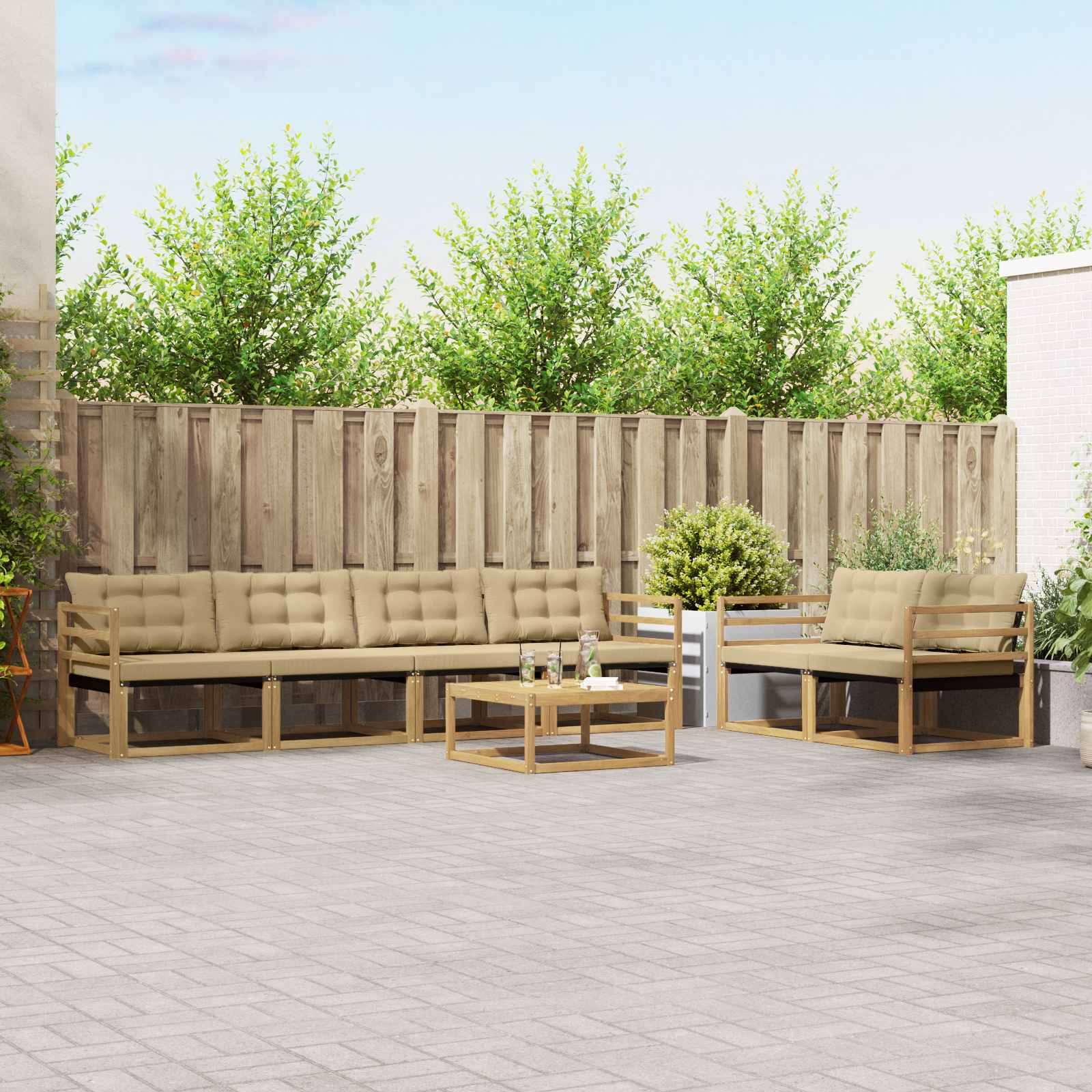 Set vanjskih sofa 7 pcs Bijela i bež 79 x 79 x 37 cm