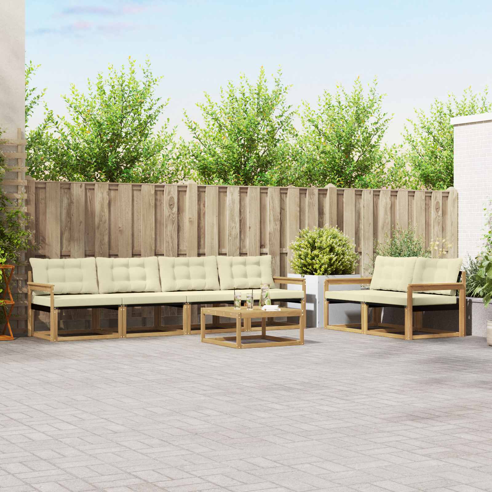 Set vanjskih sofa 7 pcs Bijela i krem 79 x 79 x 37 cm