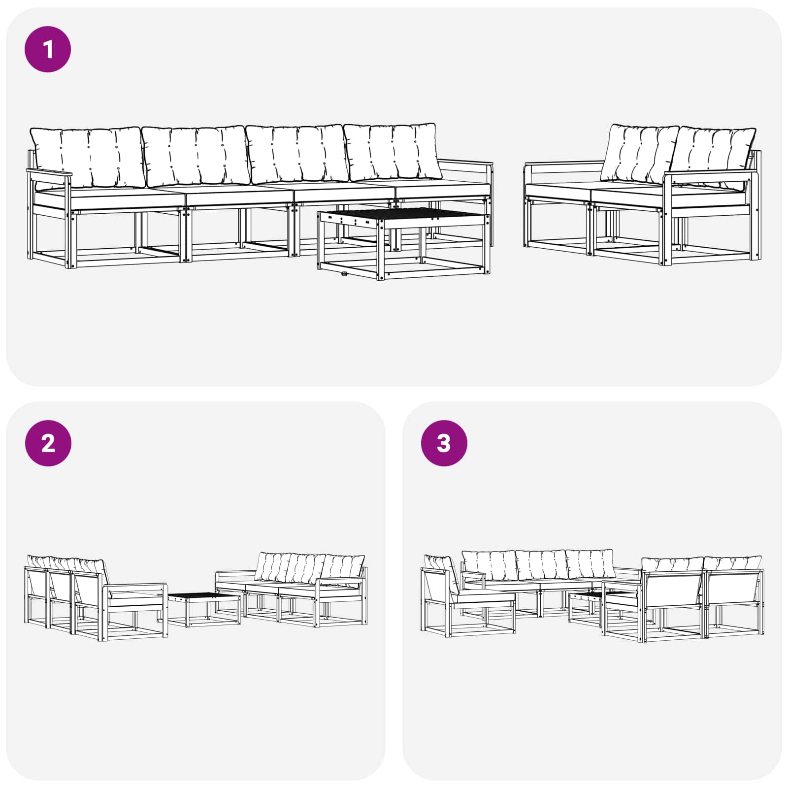 Set vanjskih sofa 7 pcs Bijela i crna 79 x 79 x 37 cm
