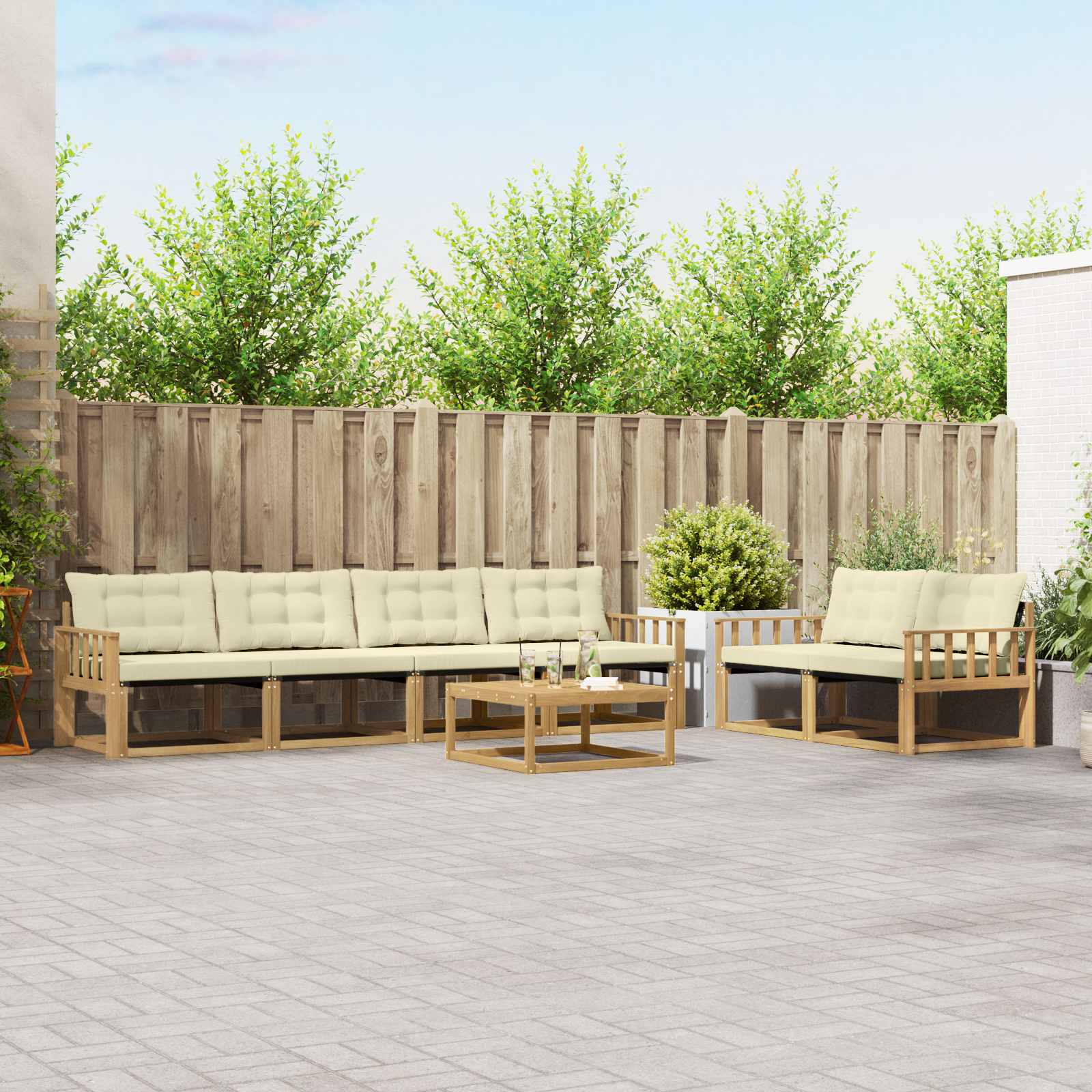 Set vanjskih sofa 7 pcs Bijela i krem 79 x 79 x 37 cm