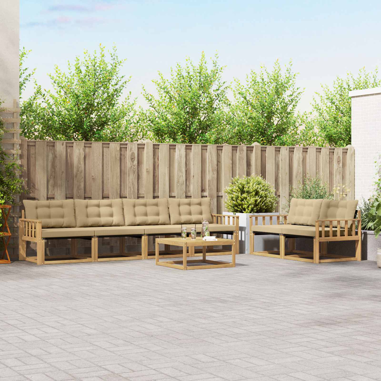 Set vanjskih sofa 7 pcs Bijela i bež 79 x 79 x 37 cm