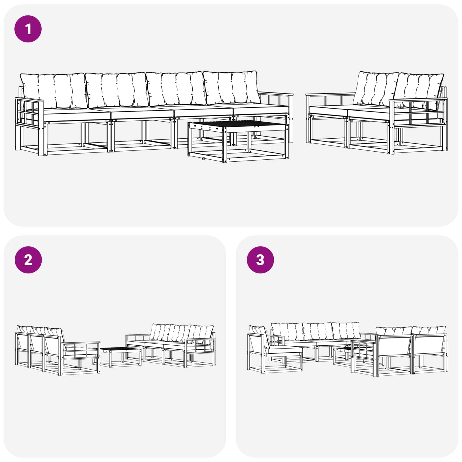 Set vanjskih sofa 7 pcs Bijela i krem 79 x 79 x 37 cm