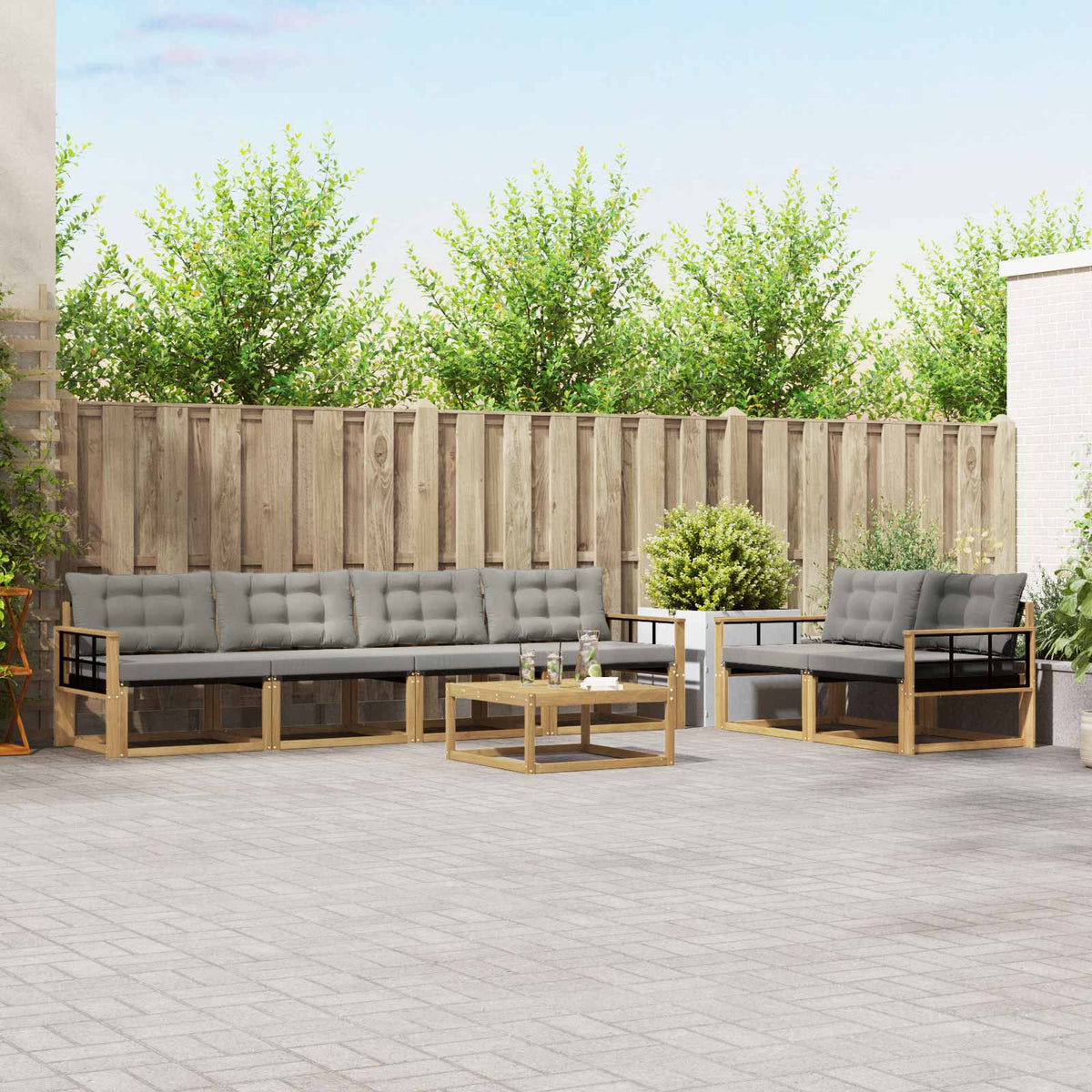 Set vanjskih sofa 7 kom. Bijela i svjetlosiva
