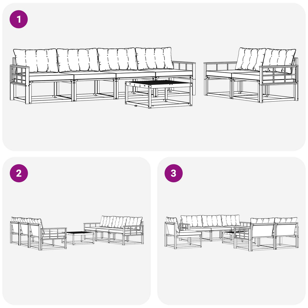 Set vanjskih sofa 7 kom. Bijela i svjetlosiva
