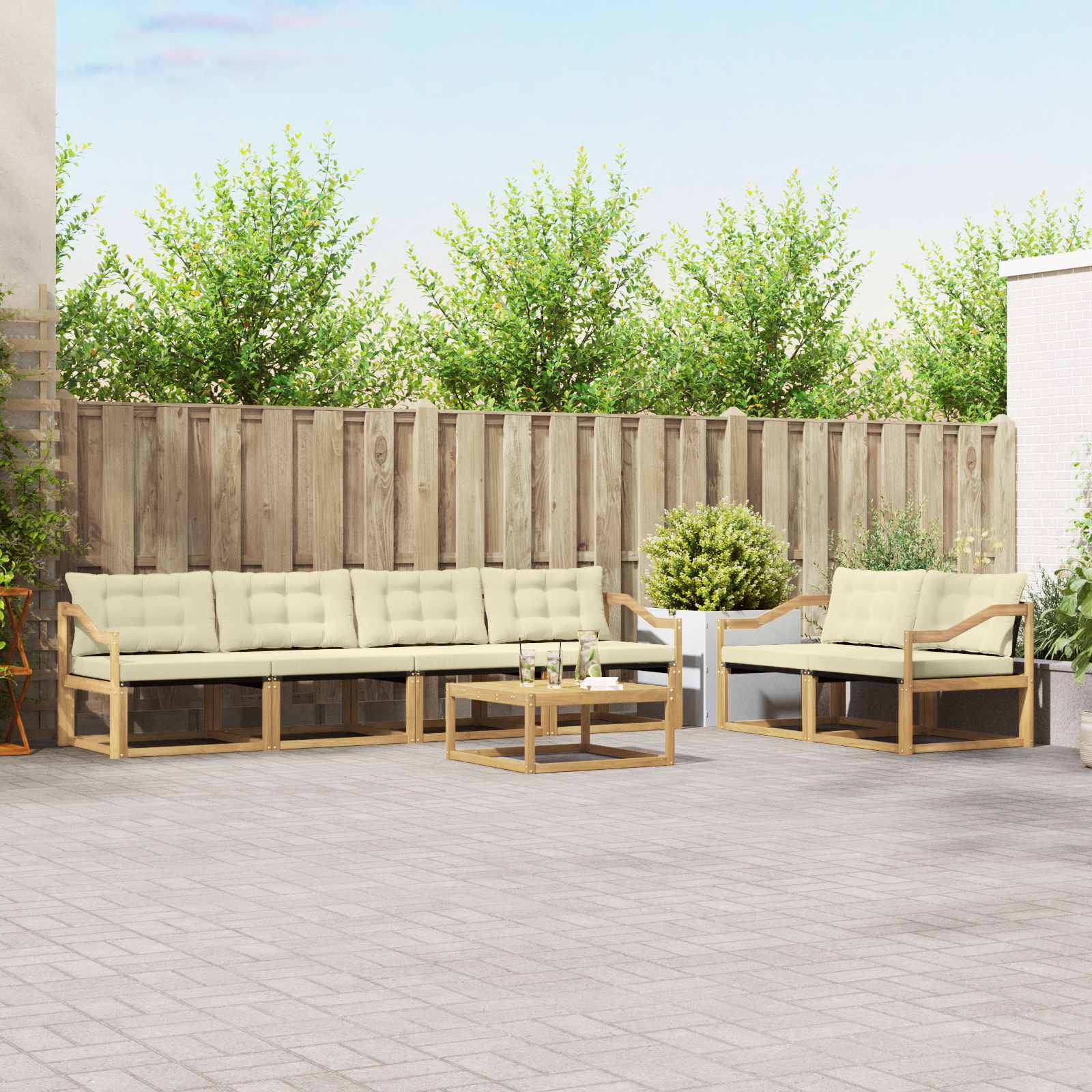 Set vanjskih sofa 7 pcs Bijela i krem 79 x 79 x 37 cm
