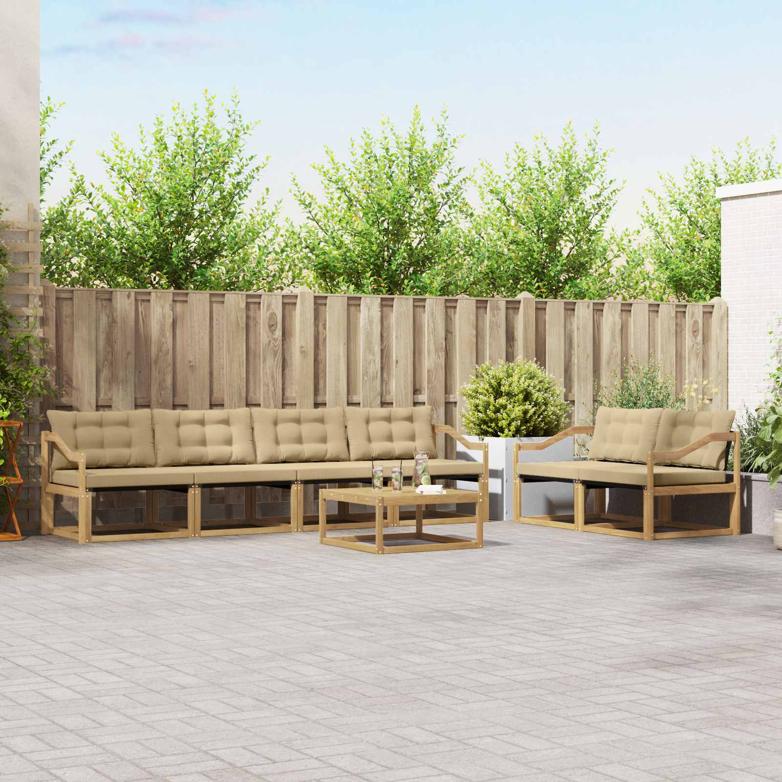 Set vanjskih sofa 7 pcs Bijela i bež 79 x 79 x 37 cm