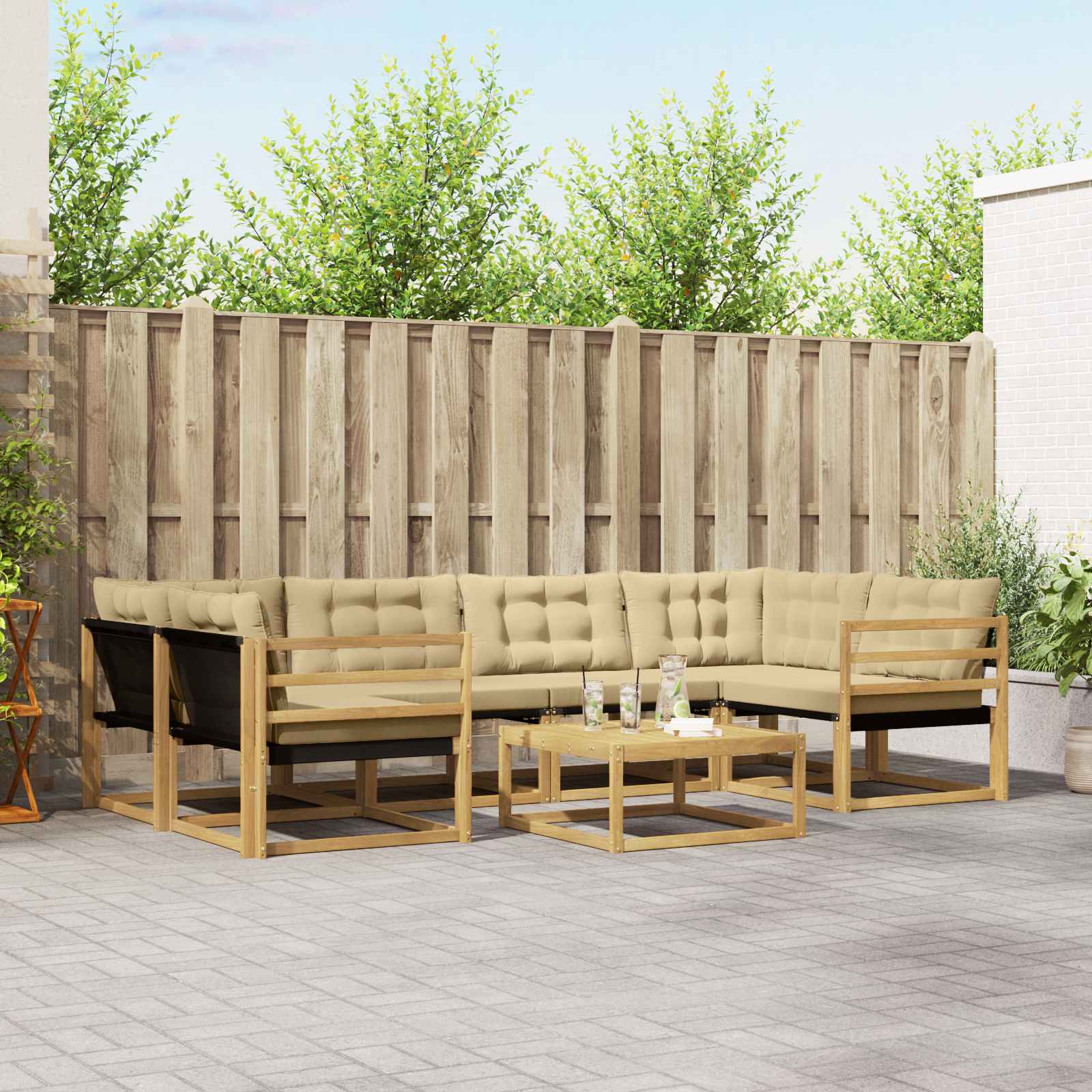 Set vanjskih sofa 7 pcs Bijela i bež 79 x 79 x 37 cm