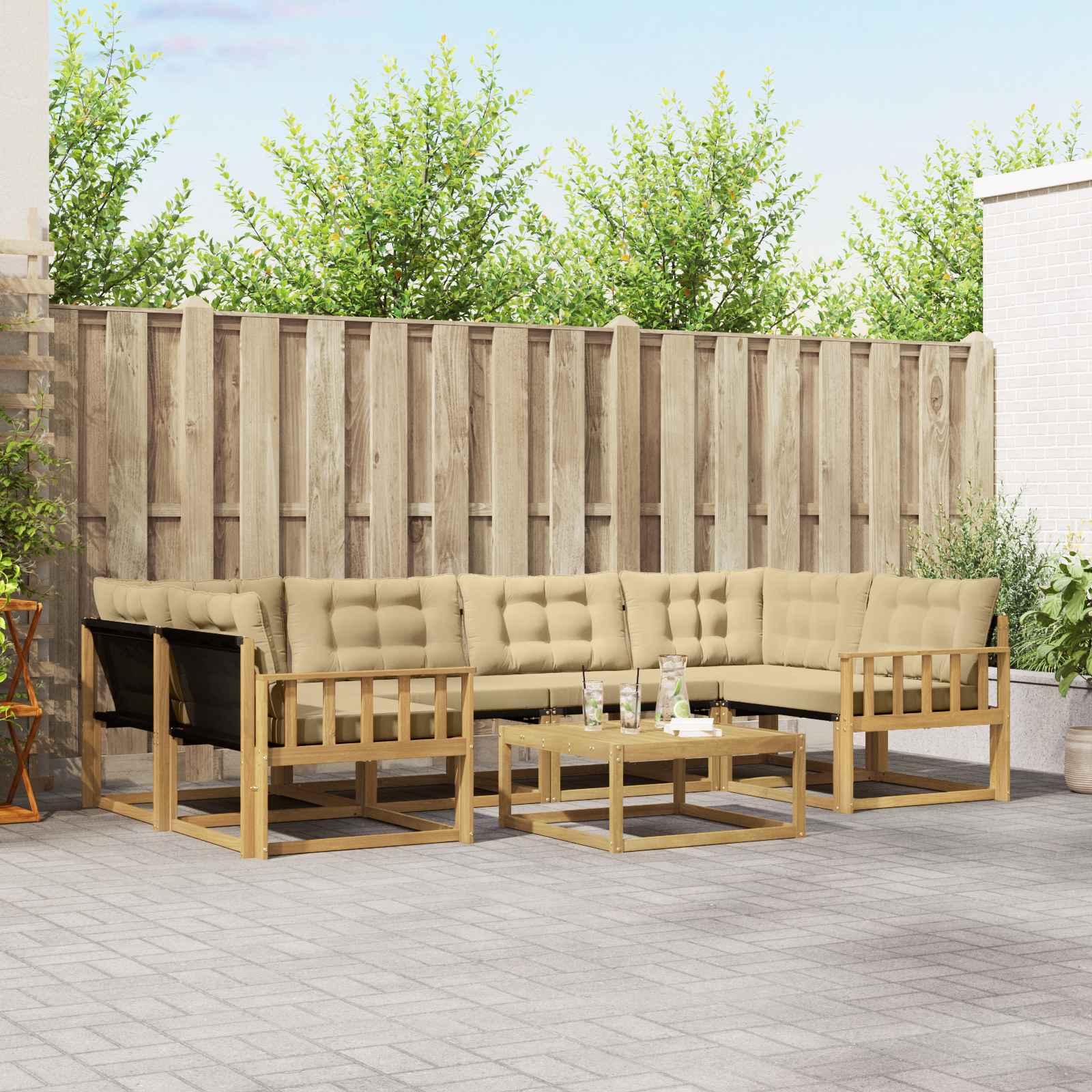Set vanjskih sofa 7 pcs Bijela i bež 79 x 79 x 37 cm