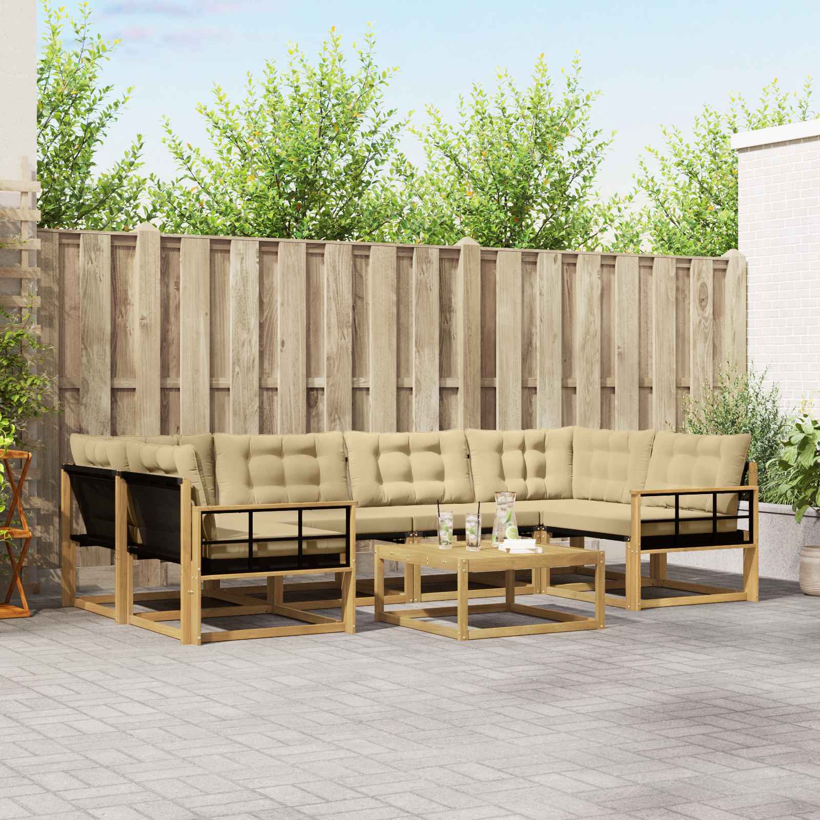 Set vanjskih sofa 7 pcs Bijela i bež 79 x 79 x 37 cm