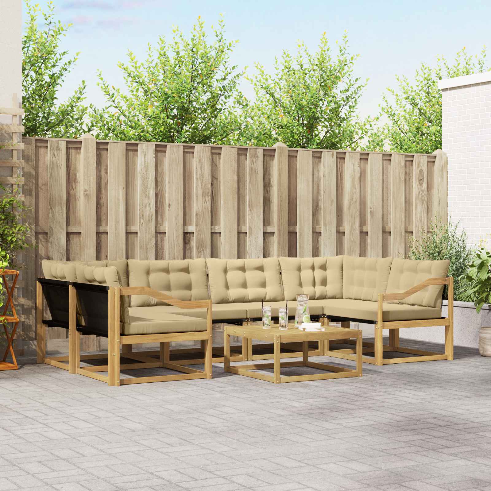 Set vanjskih sofa 7 pcs Bijela i bež 79 x 79 x 37 cm