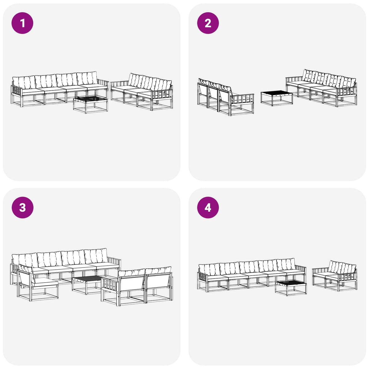 Set vanjskih sofa 8 pcs Bijela i crna