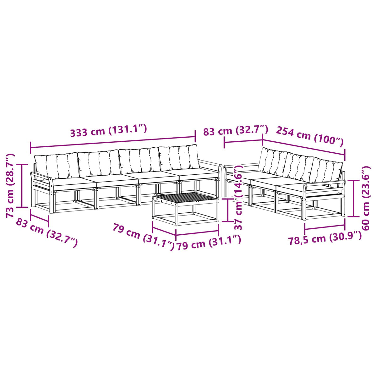 Set vanjskih sofa 8 kom. Bijela i krem