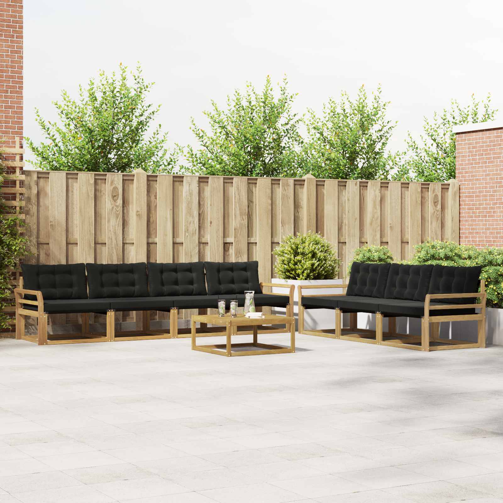 Set vanjskih sofa 8 pcs Bijela i crna