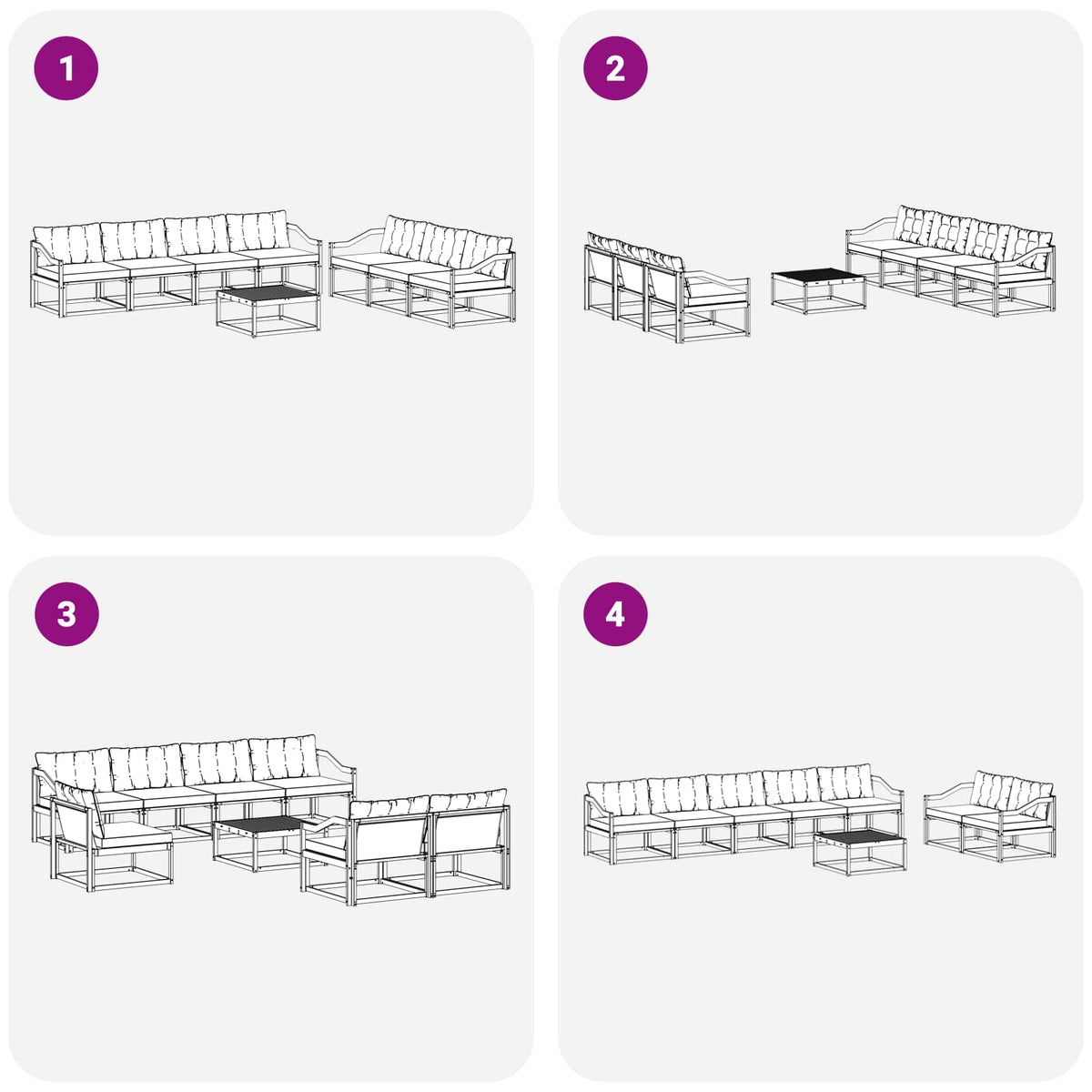 Set vanjskih sofa 8 kom. Bijela i svjetlosiva