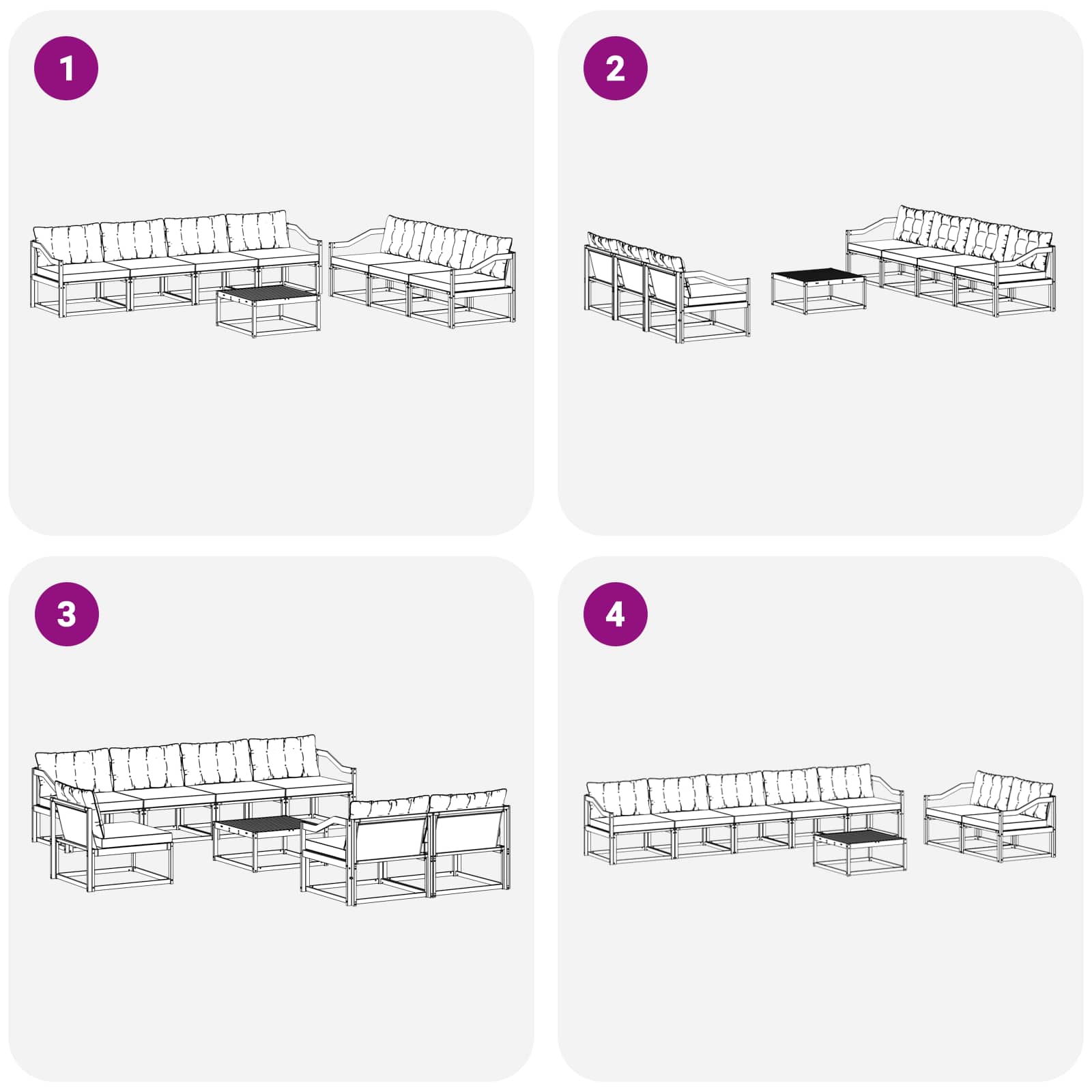 Set vanjskih sofa 8 pcs Bijela i crna