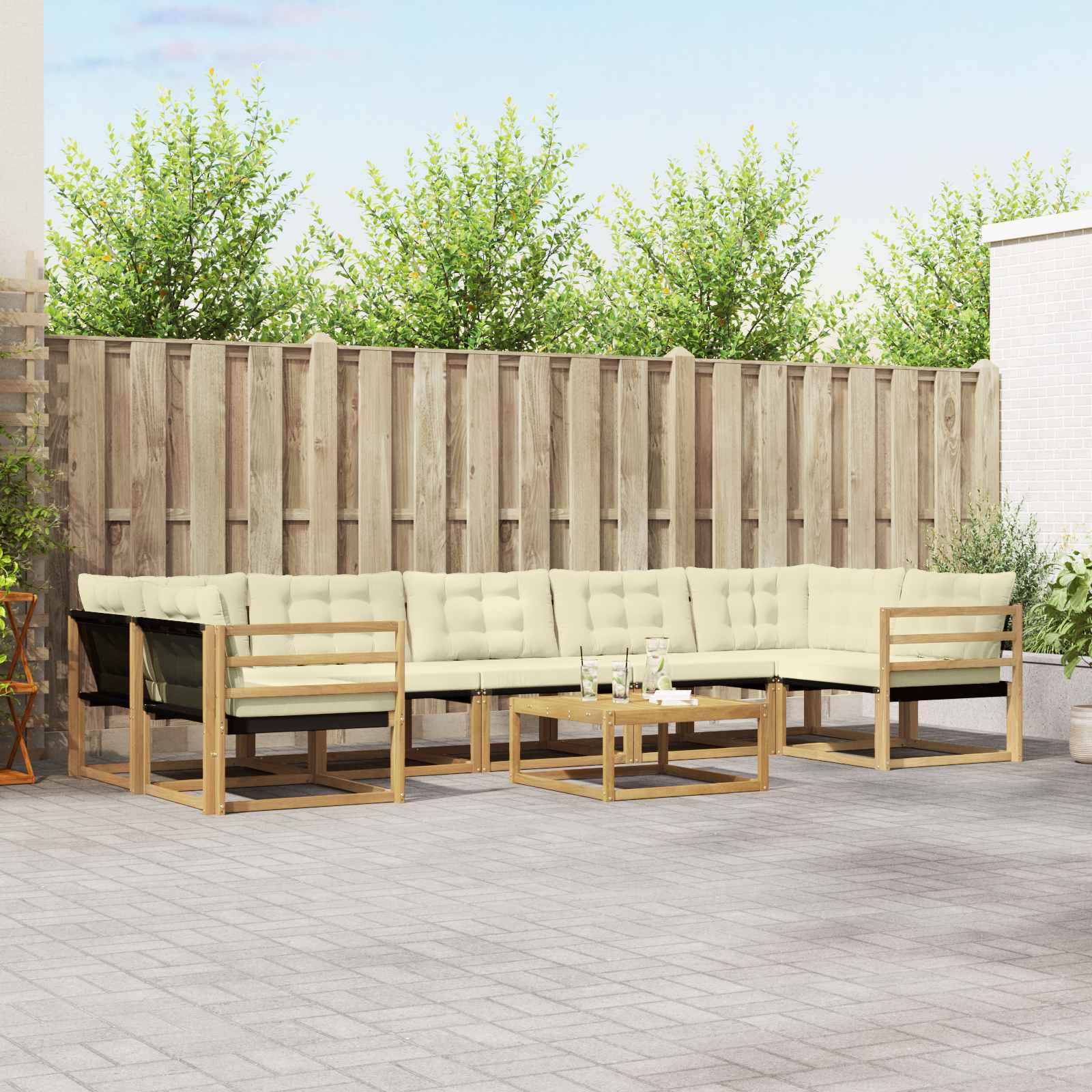 Set vanjskih sofa 8 pcs Bijela i krem 79 x 79 x 37 cm