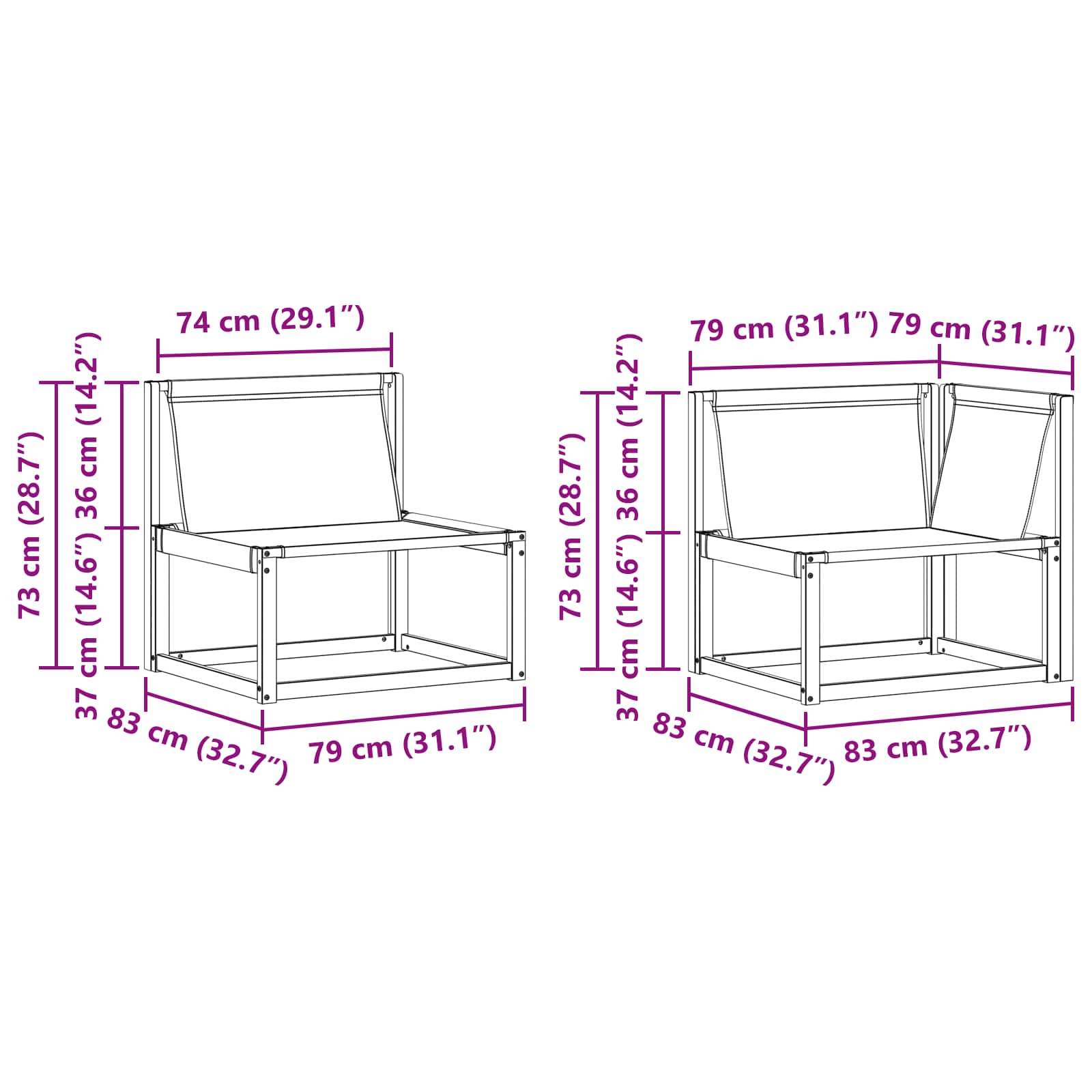 Set vanjskih sofa 8 pcs Bijela i bež 79 x 79 x 37 cm