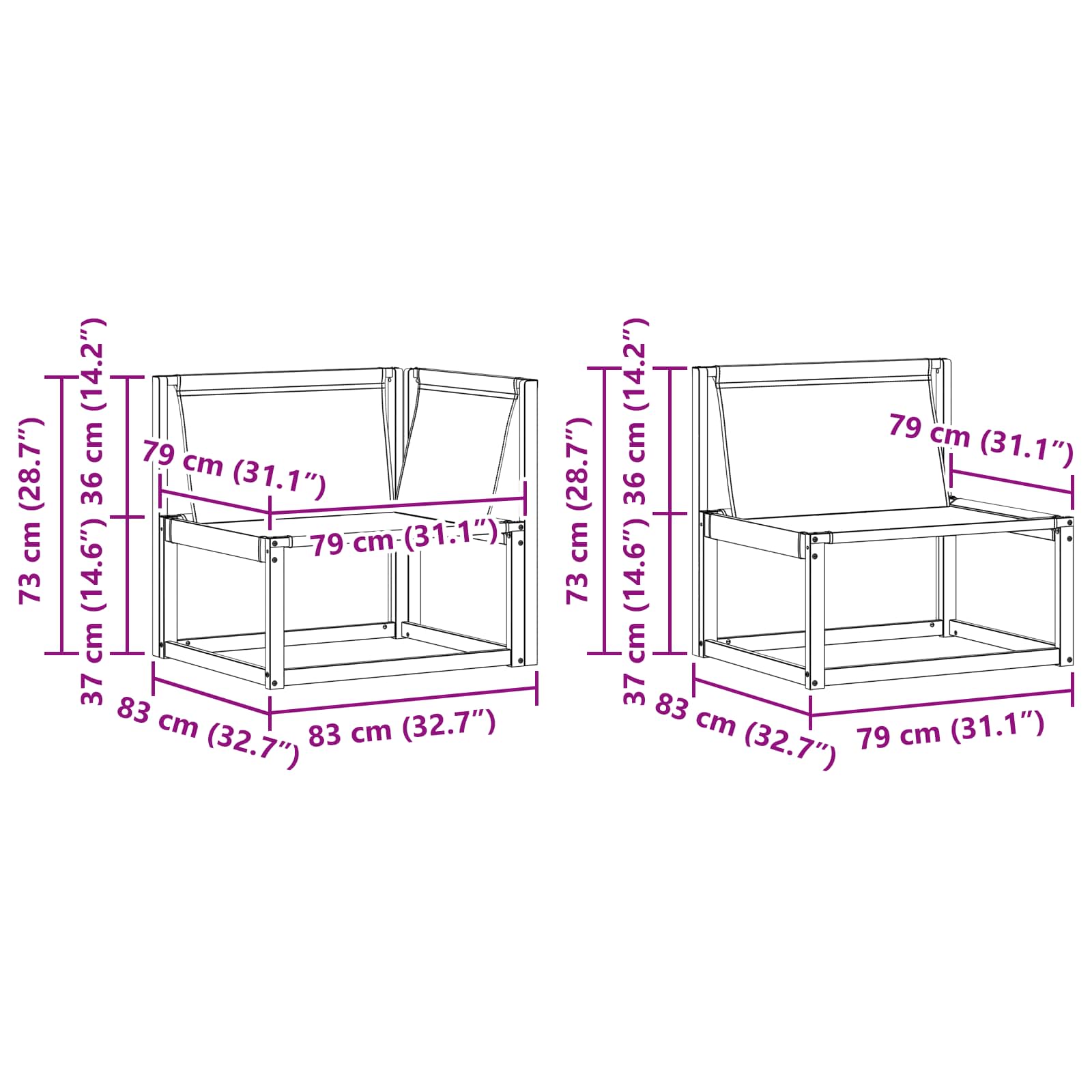 Set vanjskih sofa 8 pcs Bijela i svjetlosiva 79 x 79 x 37 cm