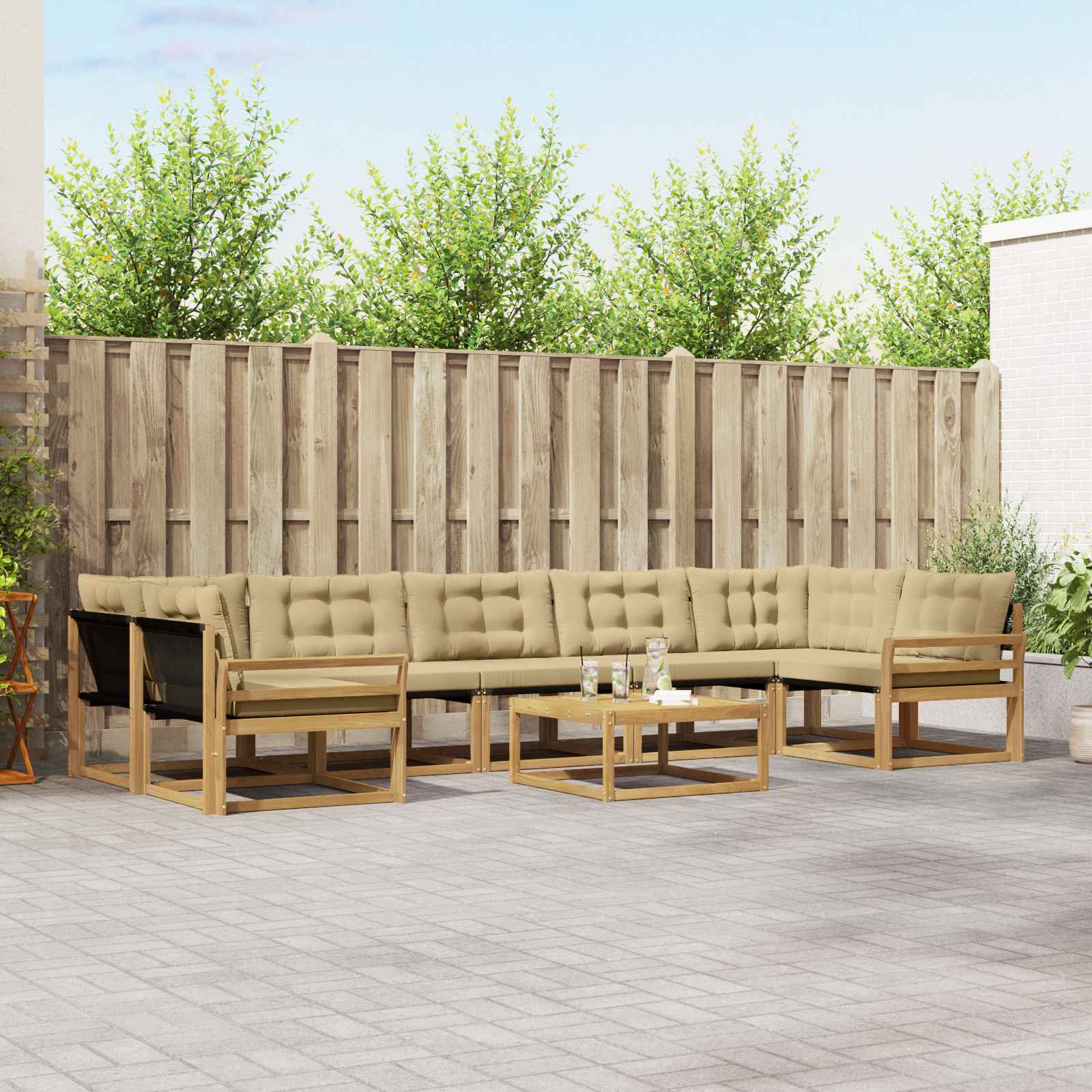 Set vanjskih sofa 8 pcs Bijela i bež 79 x 79 x 37 cm