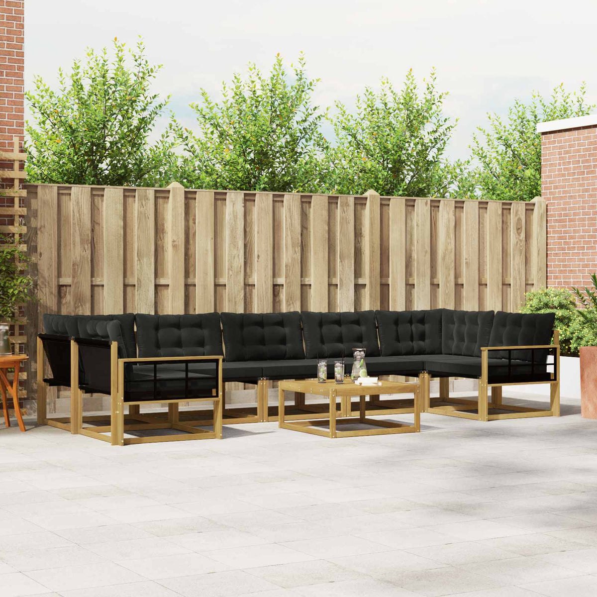 Set vanjskih sofa 8 kom. Bijela i crna Smeđa 79 x 79 x 37 cm