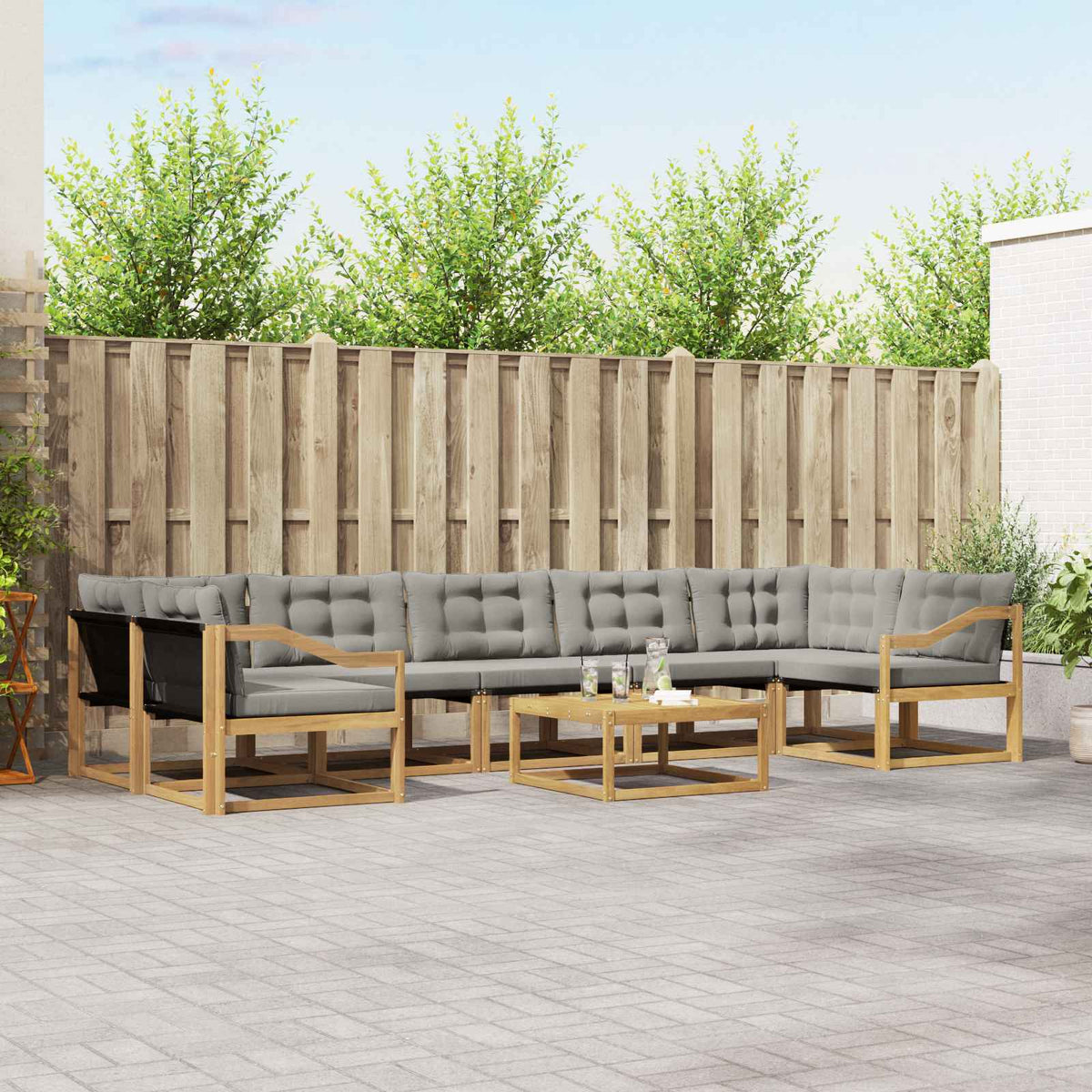 Set vanjskih sofa 8 pcs Bijela i svjetlosiva
