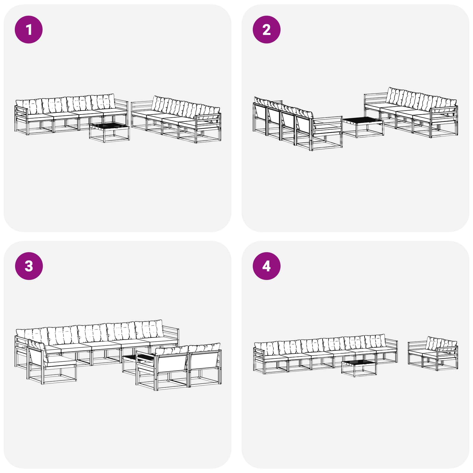 Set vanjskih sofa 9 pcs Bijela i krem 79 x 79 x 37 cm