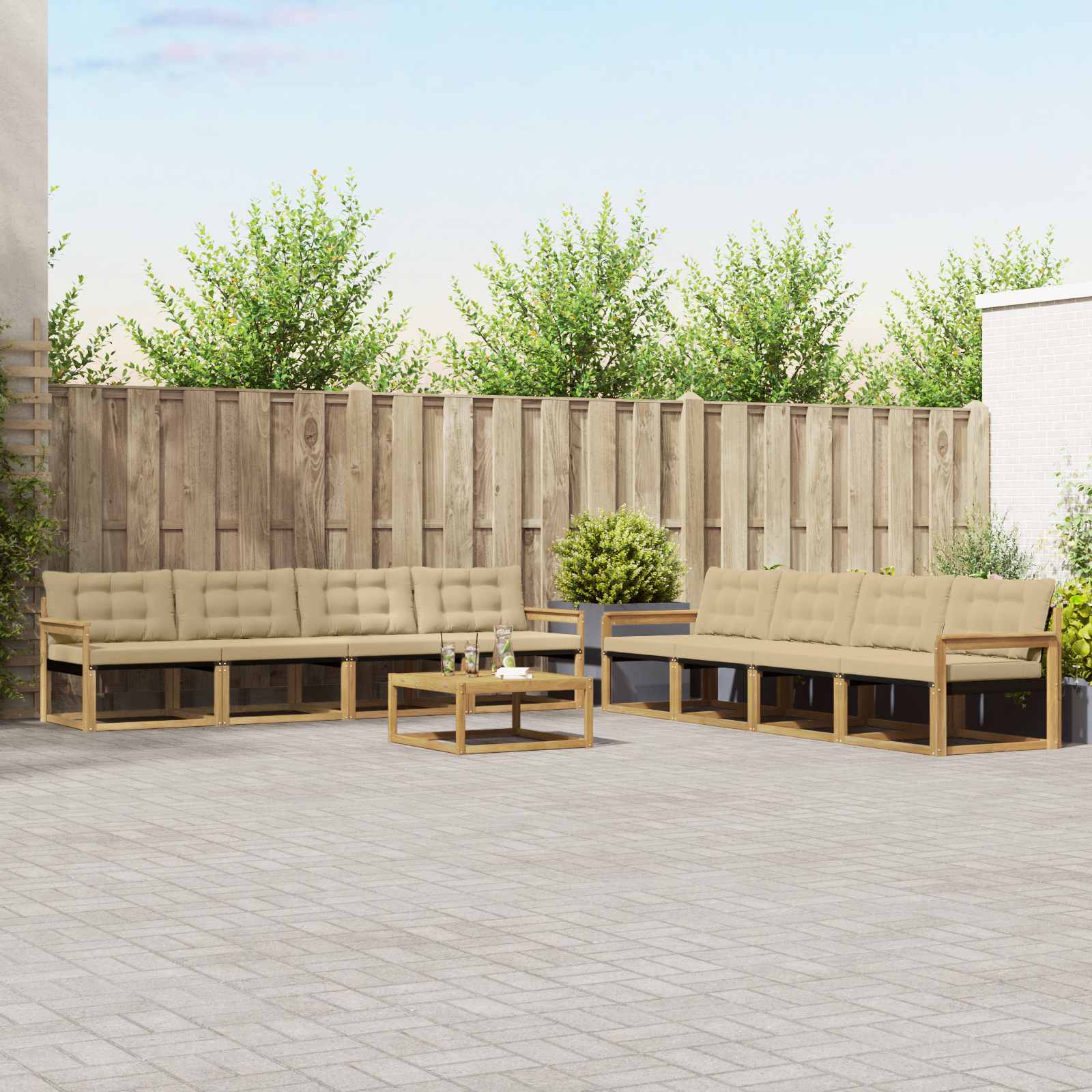 Set vanjskih sofa 9 pcs Bijela i bež 79 x 79 x 37 cm
