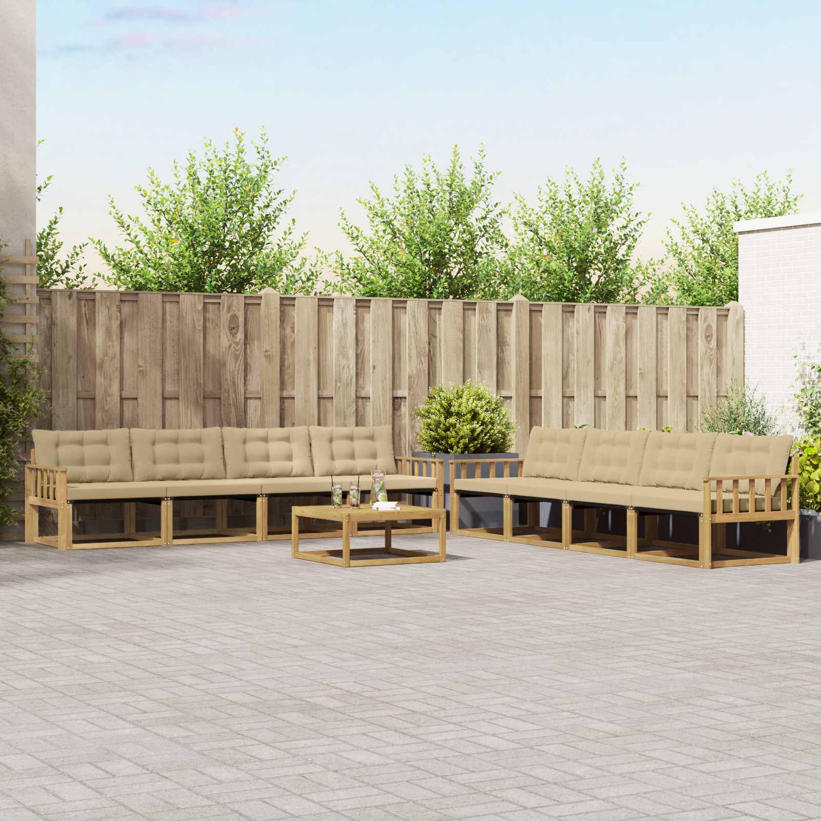 Set vanjskih sofa 9 pcs Bijela i bež 79 x 79 x 37 cm