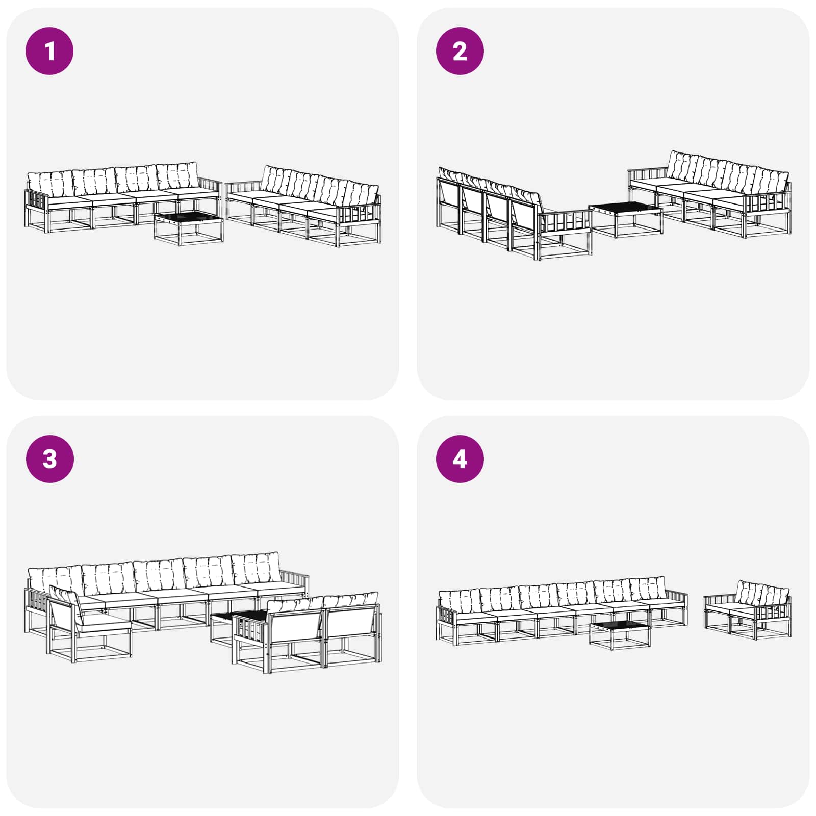 Set vanjskih sofa 9 pcs Bijela i bež 79 x 79 x 37 cm
