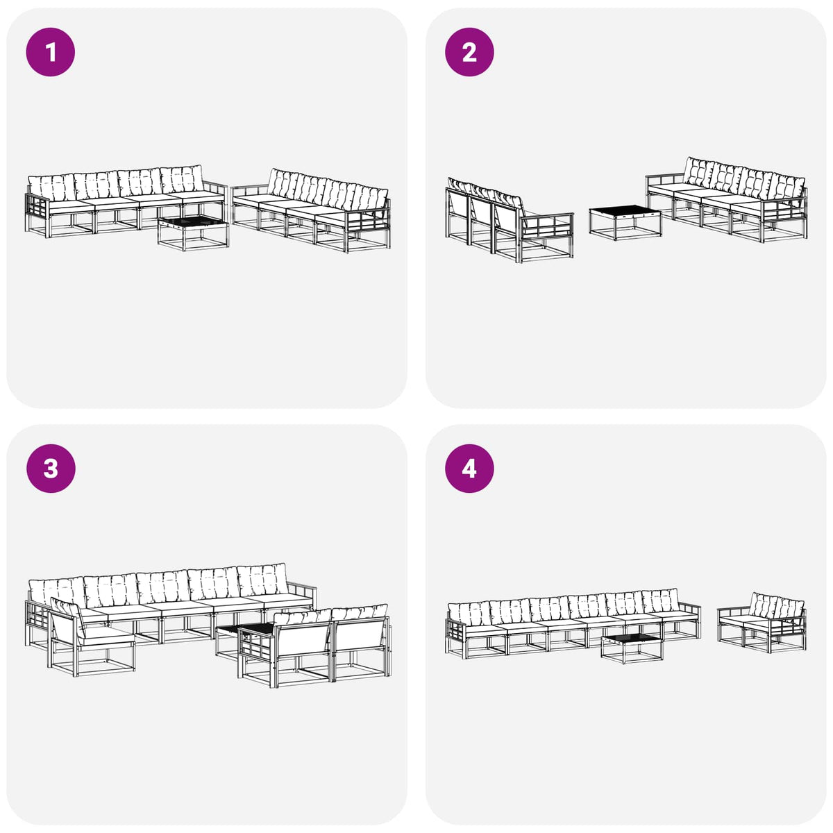 Set vanjskih sofa 9 kom. Bijela i svjetlosiva