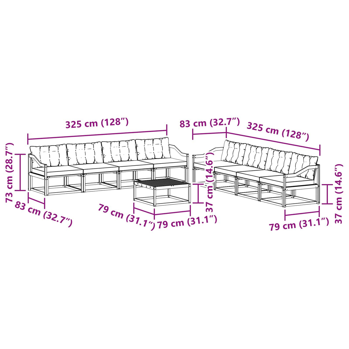 Set vanjskih sofa 9 kom. Bijela i svjetlosiva