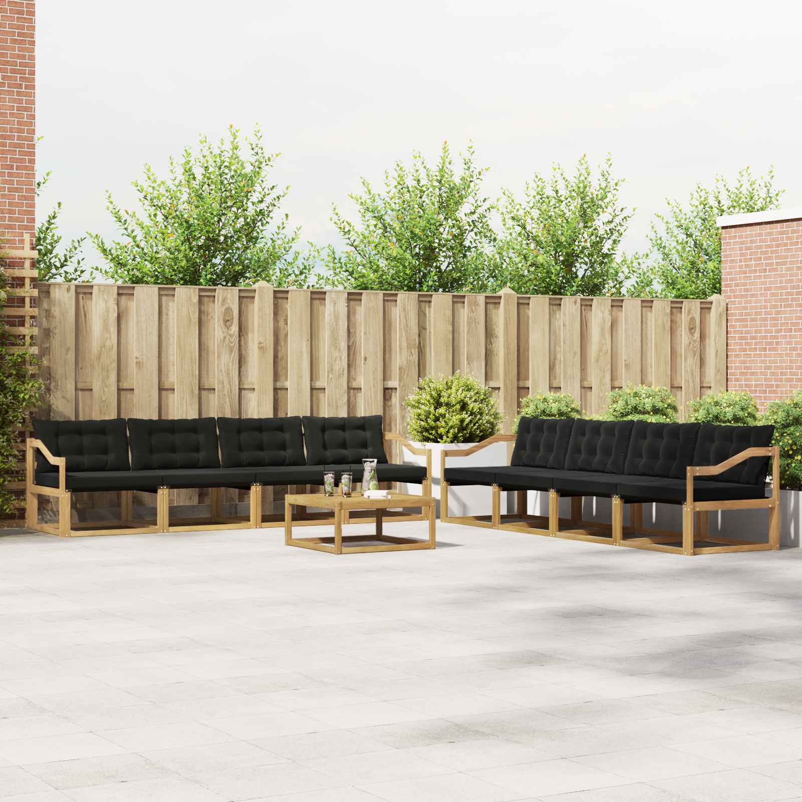 Set vanjskih sofa 9 pcs Bijela i crna 79 x 79 x 37 cm