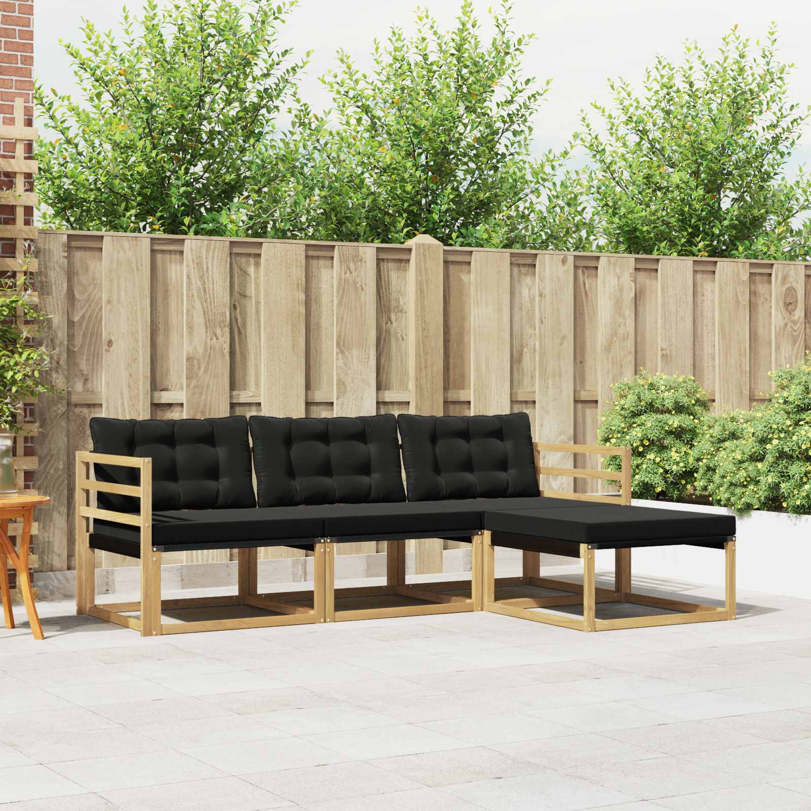 Set vanjskih sofa s jastukom 4 pcs Bijela i crna