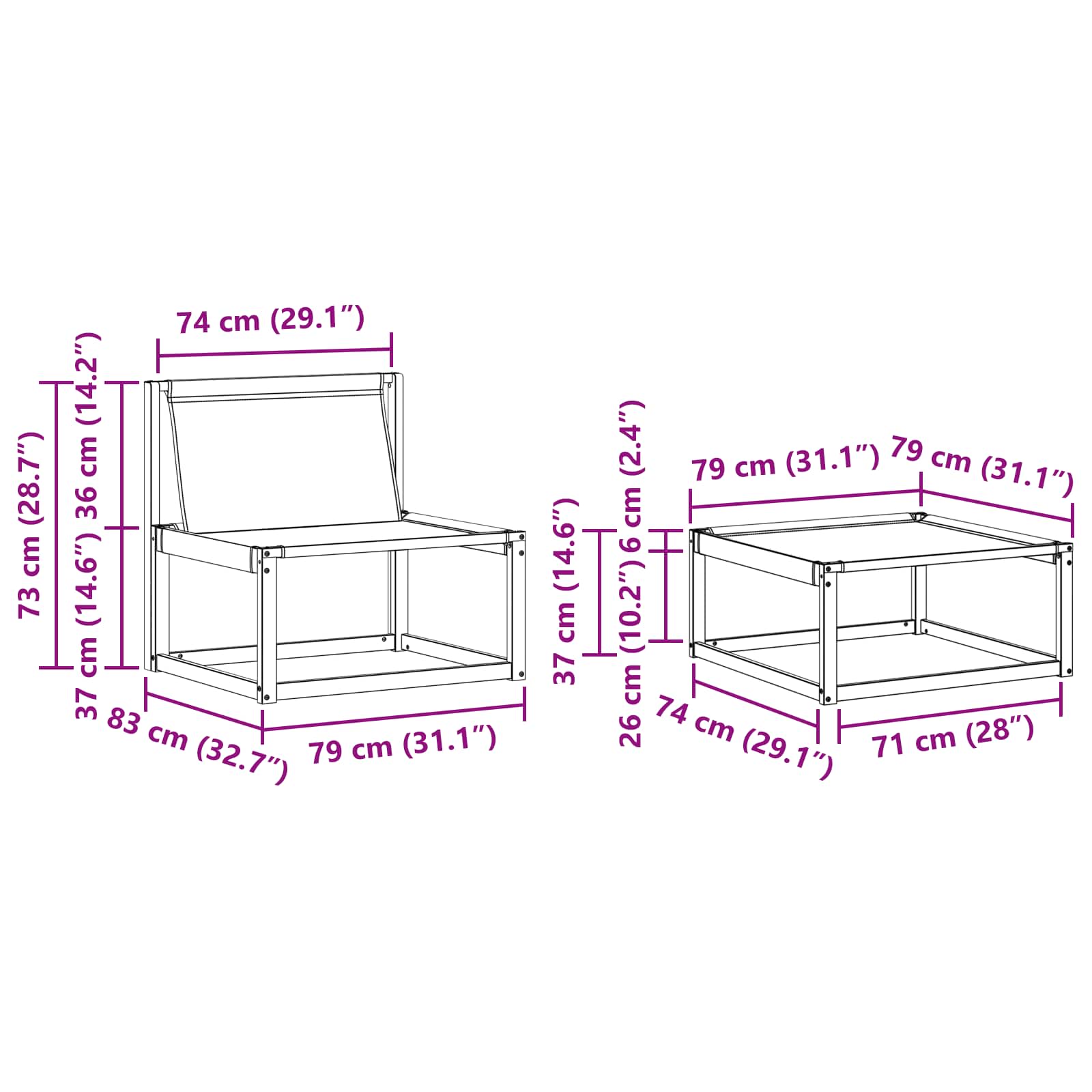 Set vanjskih sofa s jastukom 4 pcs Bijela i crna