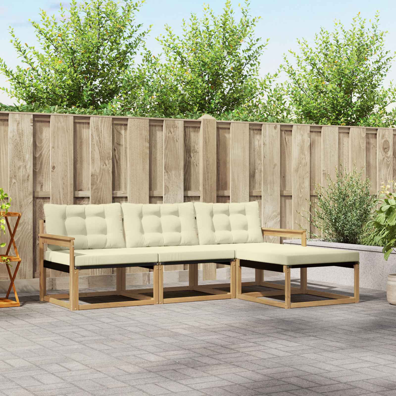 Set vanjskih sofa s jastukom 4 pcs Bijela i krem
