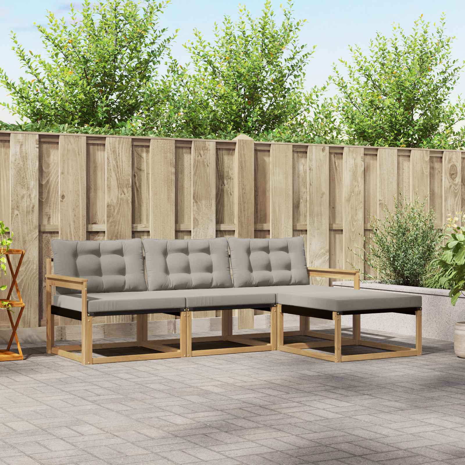 Set vanjskih sofa s jastukom 4 pcs Bijela i svjetlosiva
