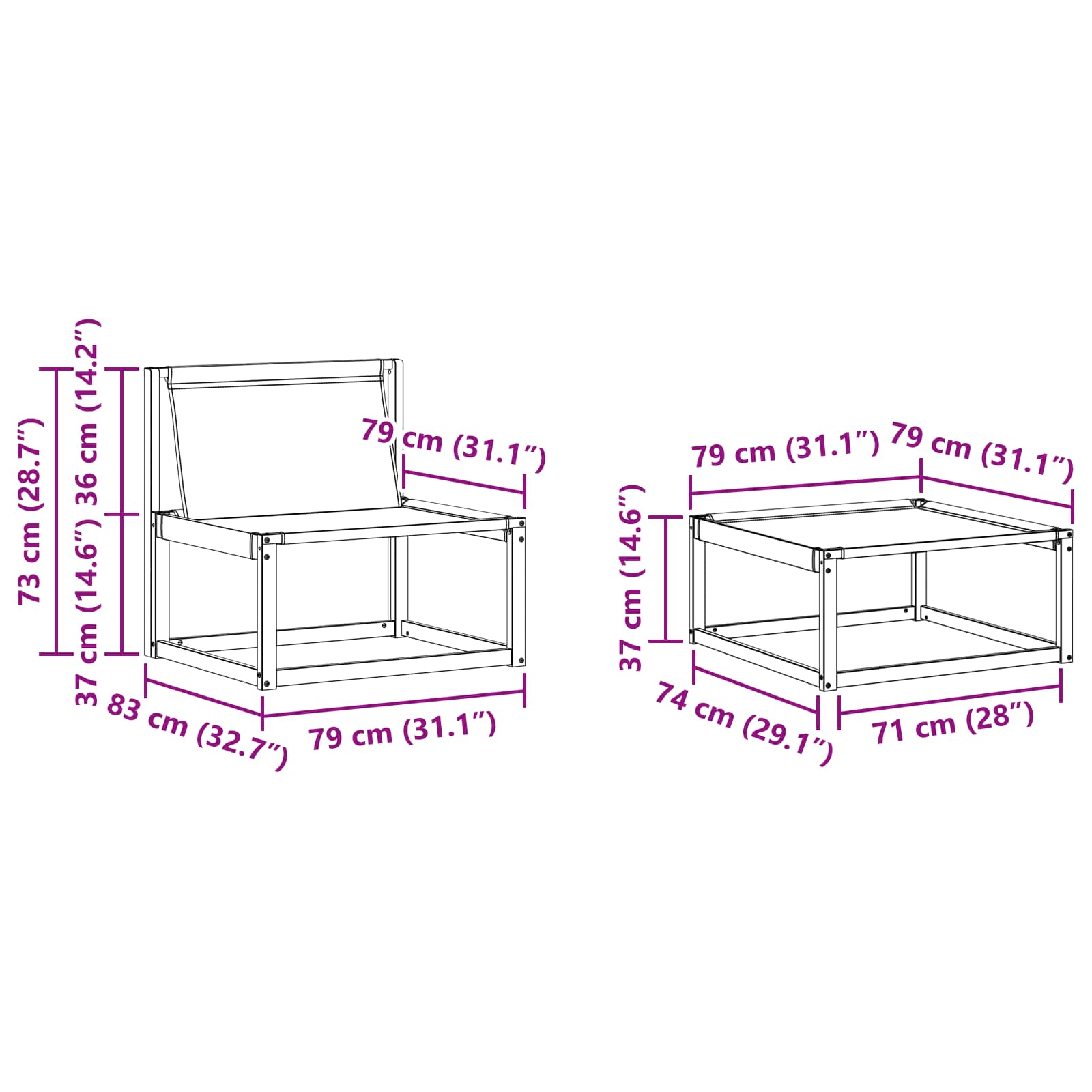 Set vanjskih sofa s jastukom 4 pcs Bijela i crna