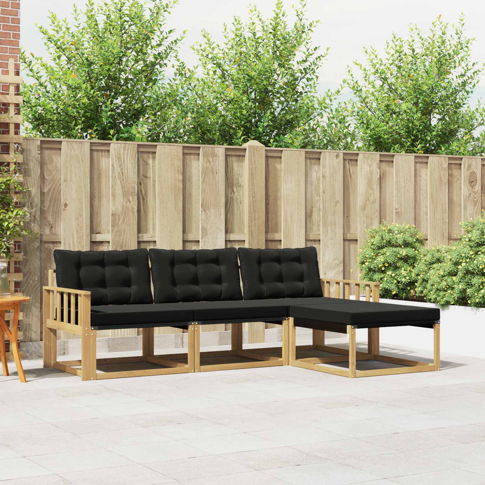 Set vanjskih sofa s jastukom 4 pcs Bijela i crna