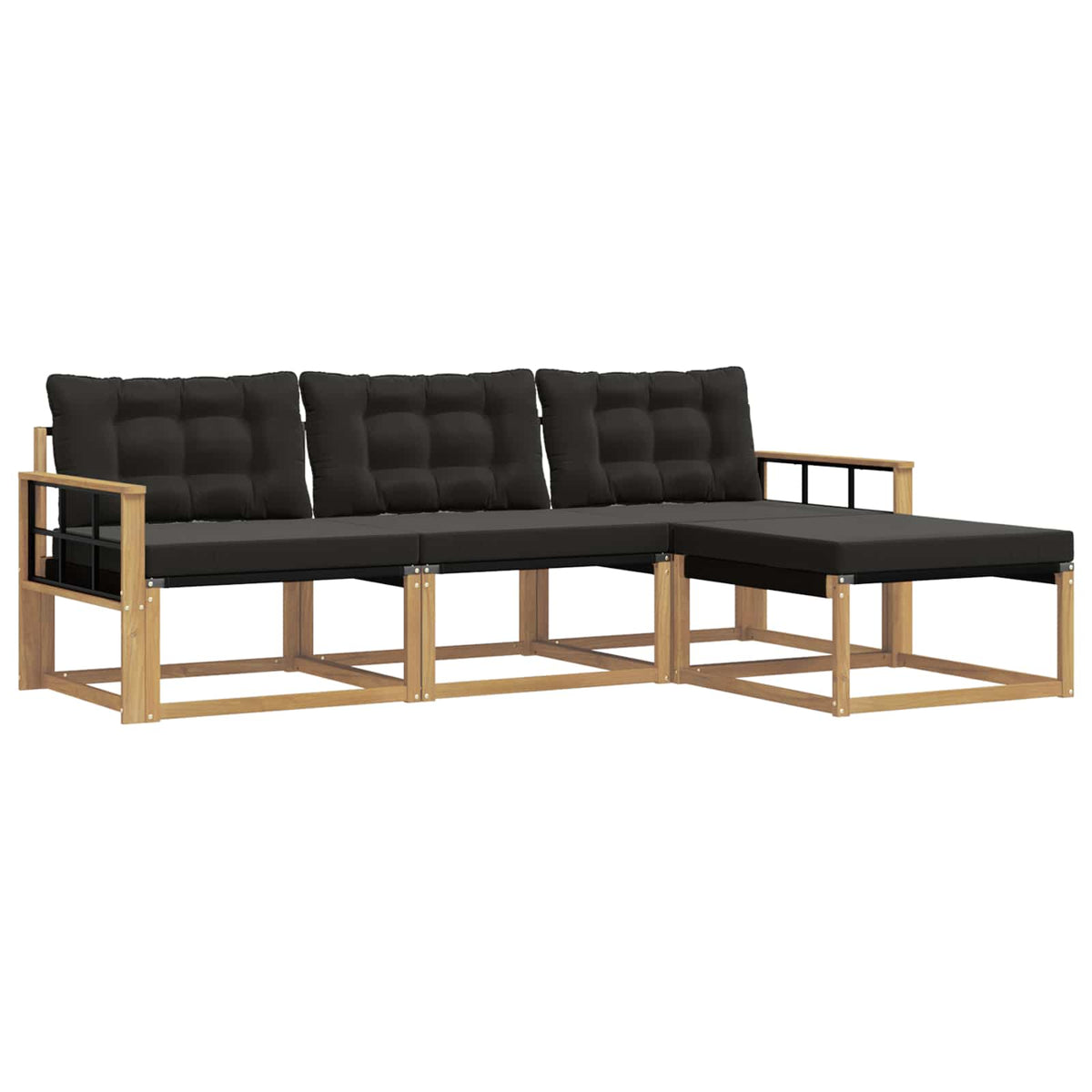 Set vanjskih sofa s jastukom 4 pcs Bijela i crna