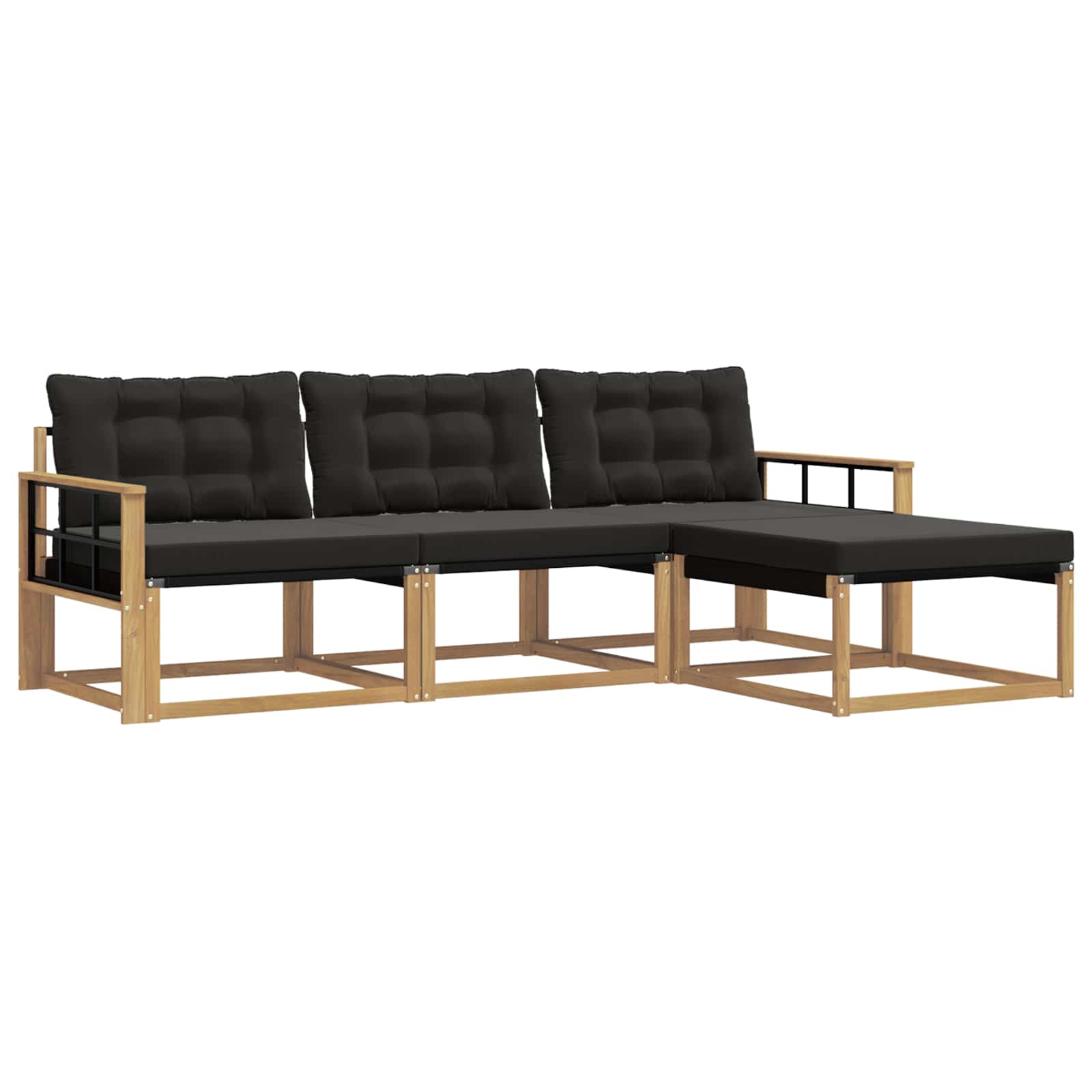 Set vanjskih sofa s jastukom 4 pcs Bijela i crna