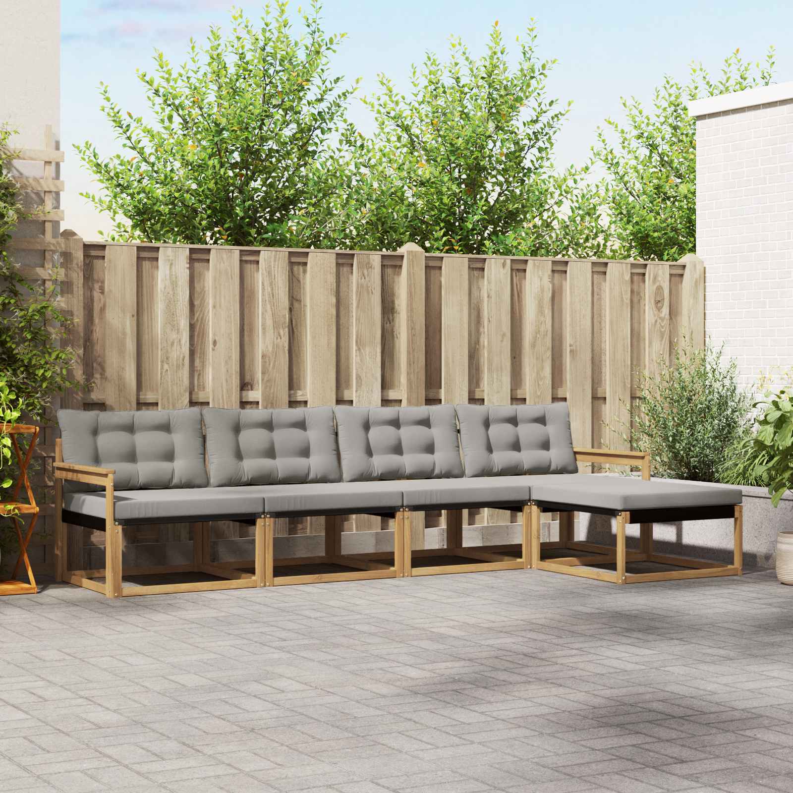 Set vanjskih sofa s jastukom 5 pcs Bijela i svjetlosiva