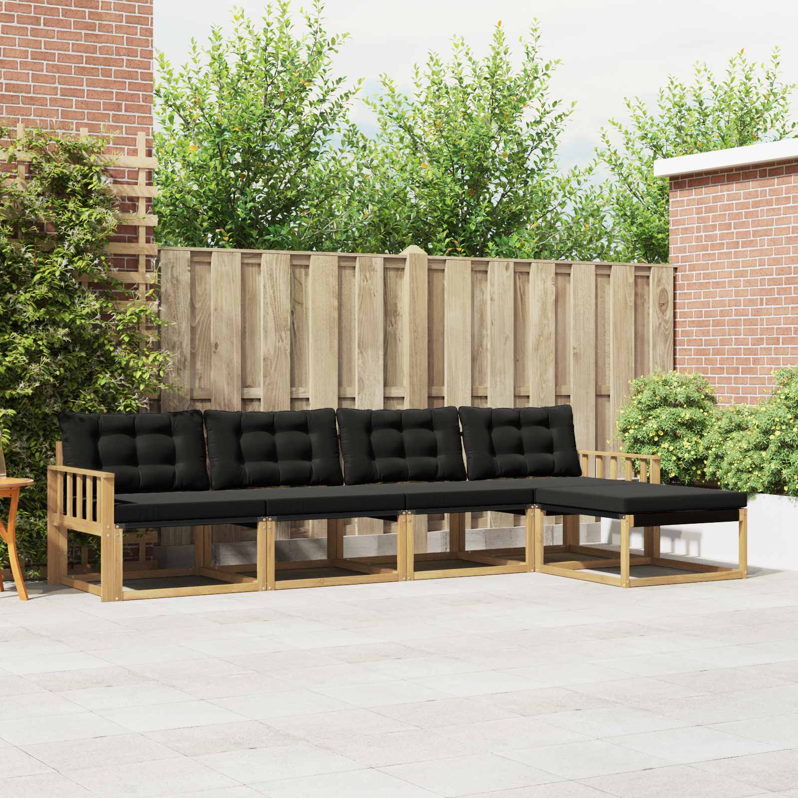 Set vanjskih sofa s jastukom 5 pcs Bijela i crna