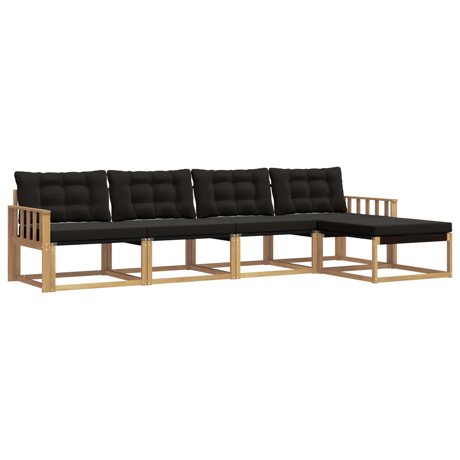 Set vanjskih sofa s jastukom 5 pcs Bijela i crna