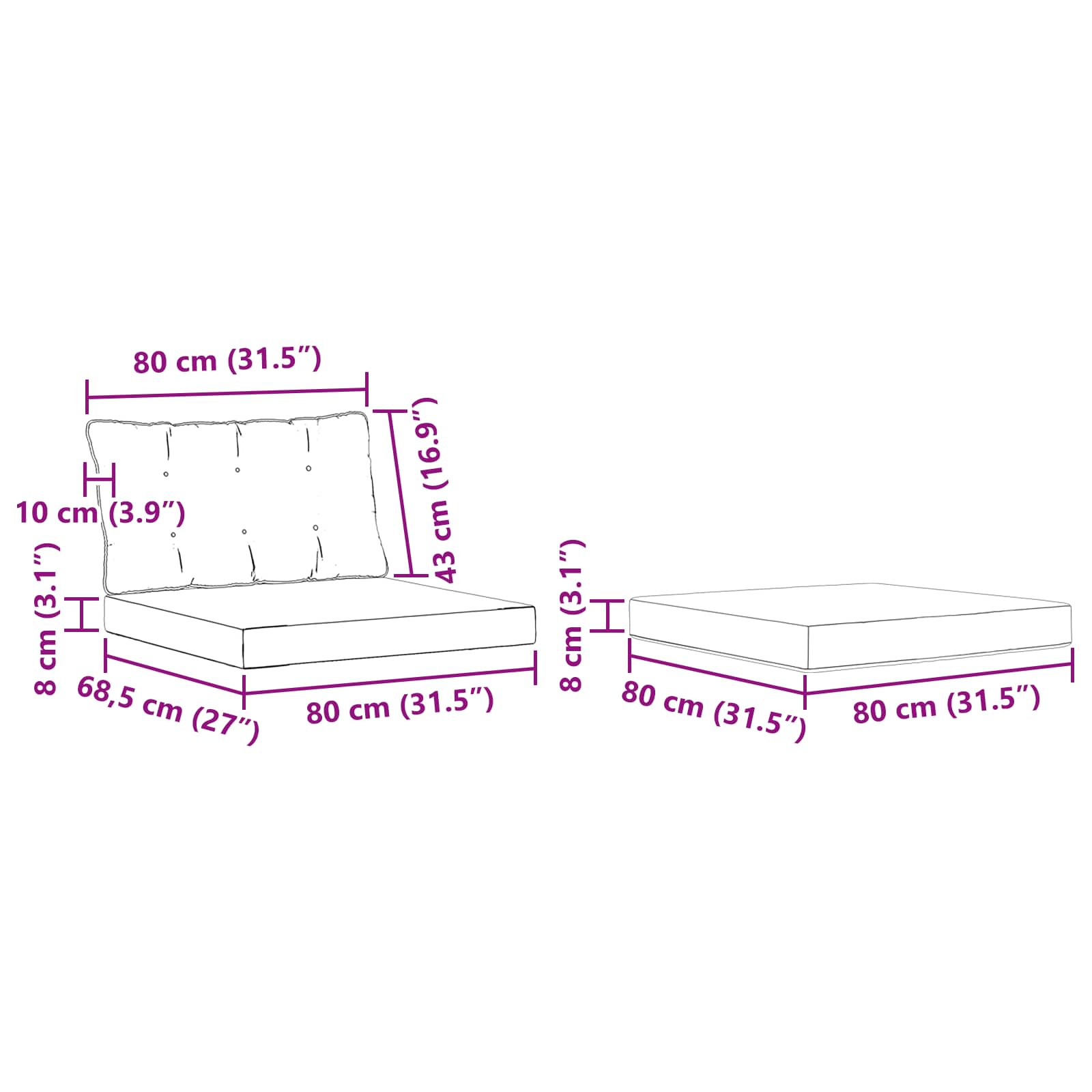 Set vanjskih sofa s jastukom 5 pcs Bijela i crna