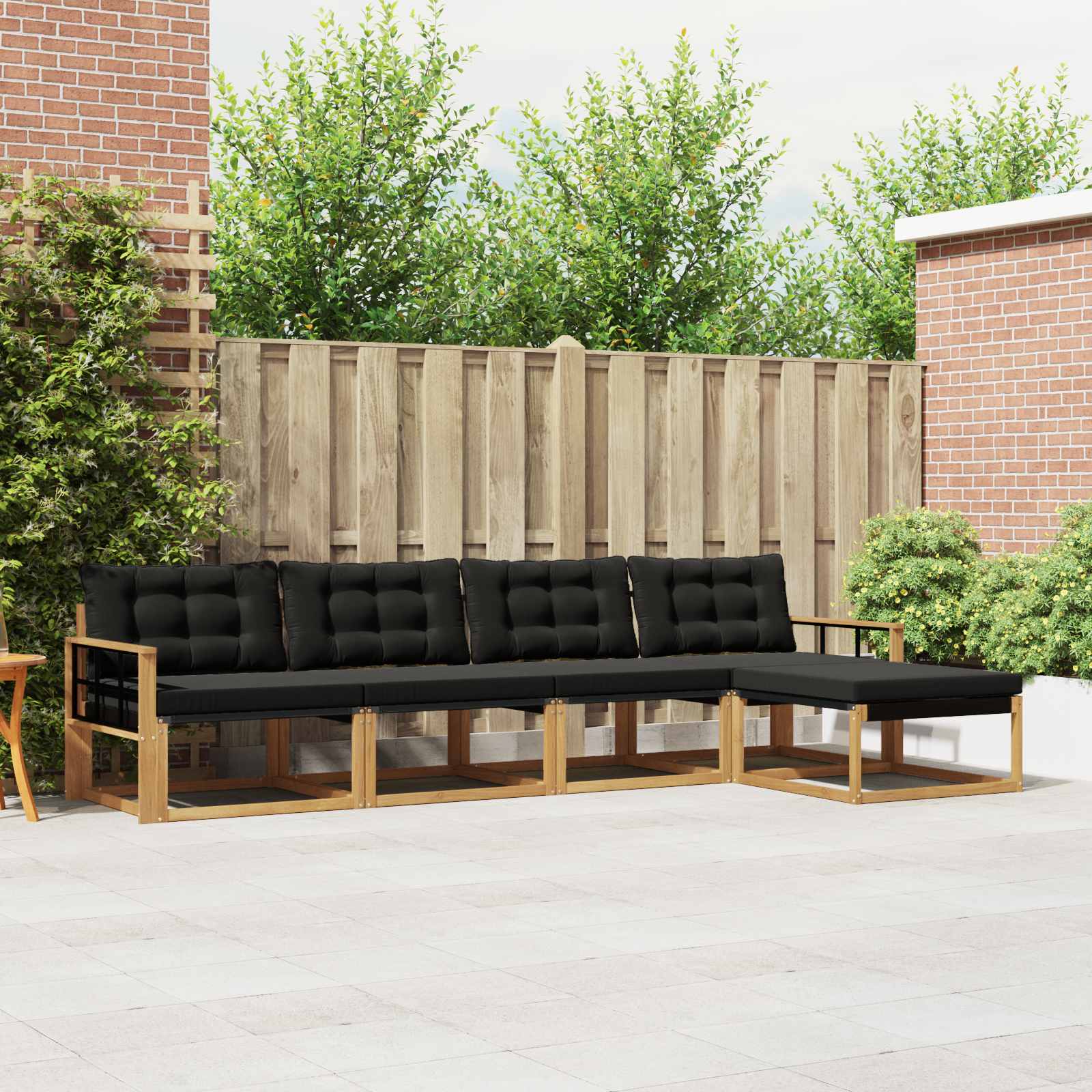 Set vanjskih sofa s jastukom 5 pcs Bijela i crna