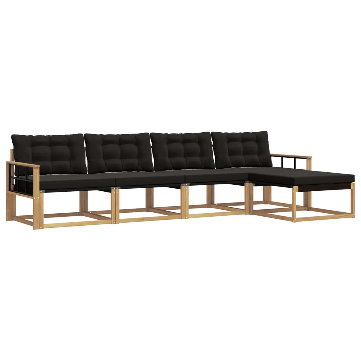 Set vanjskih sofa s jastukom 5 pcs Bijela i crna