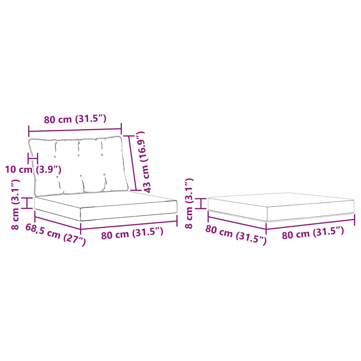 Set vanjskih sofa s jastukom 5 pcs Bijela i crna